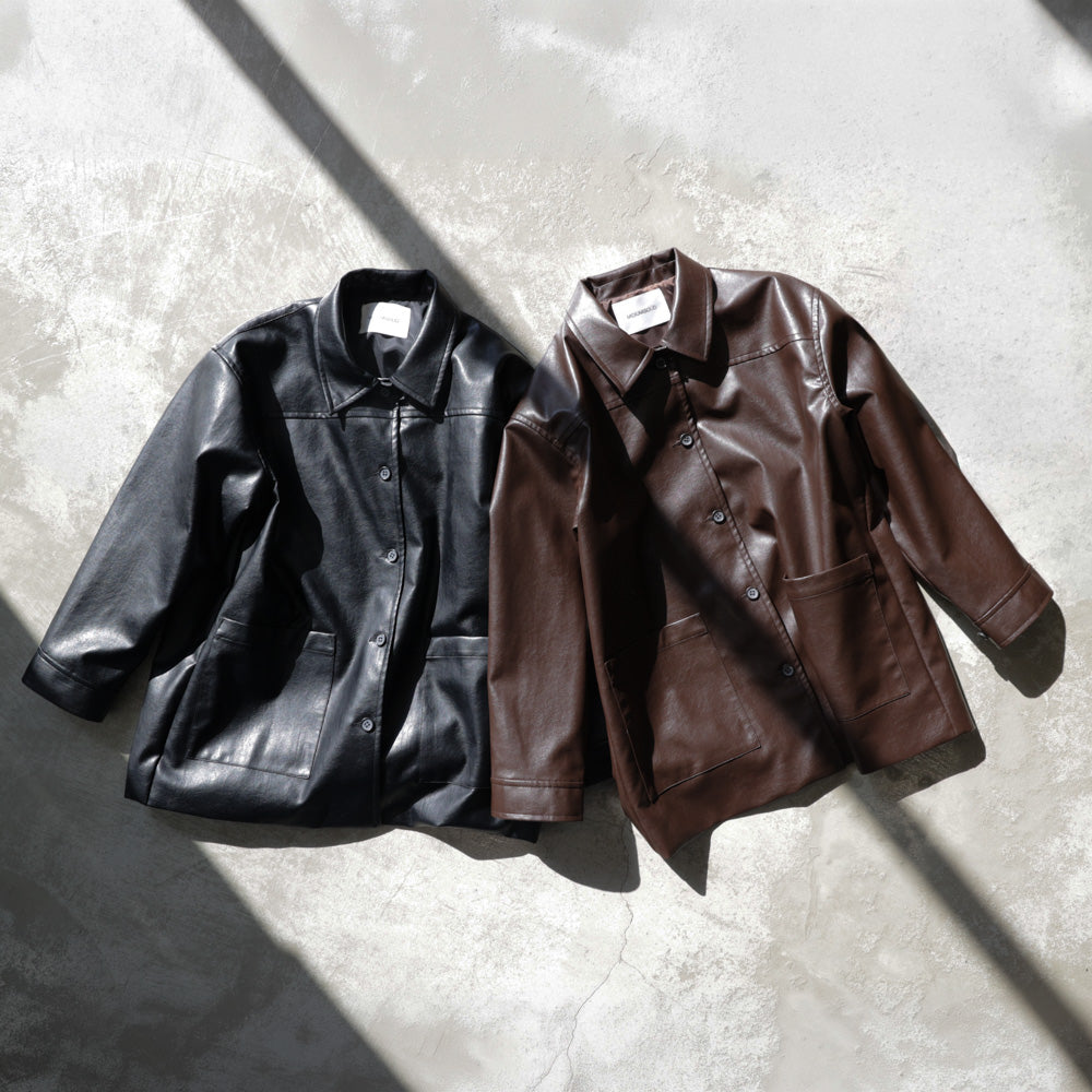 NEW ITEMS : synthetic leather over size blouson
