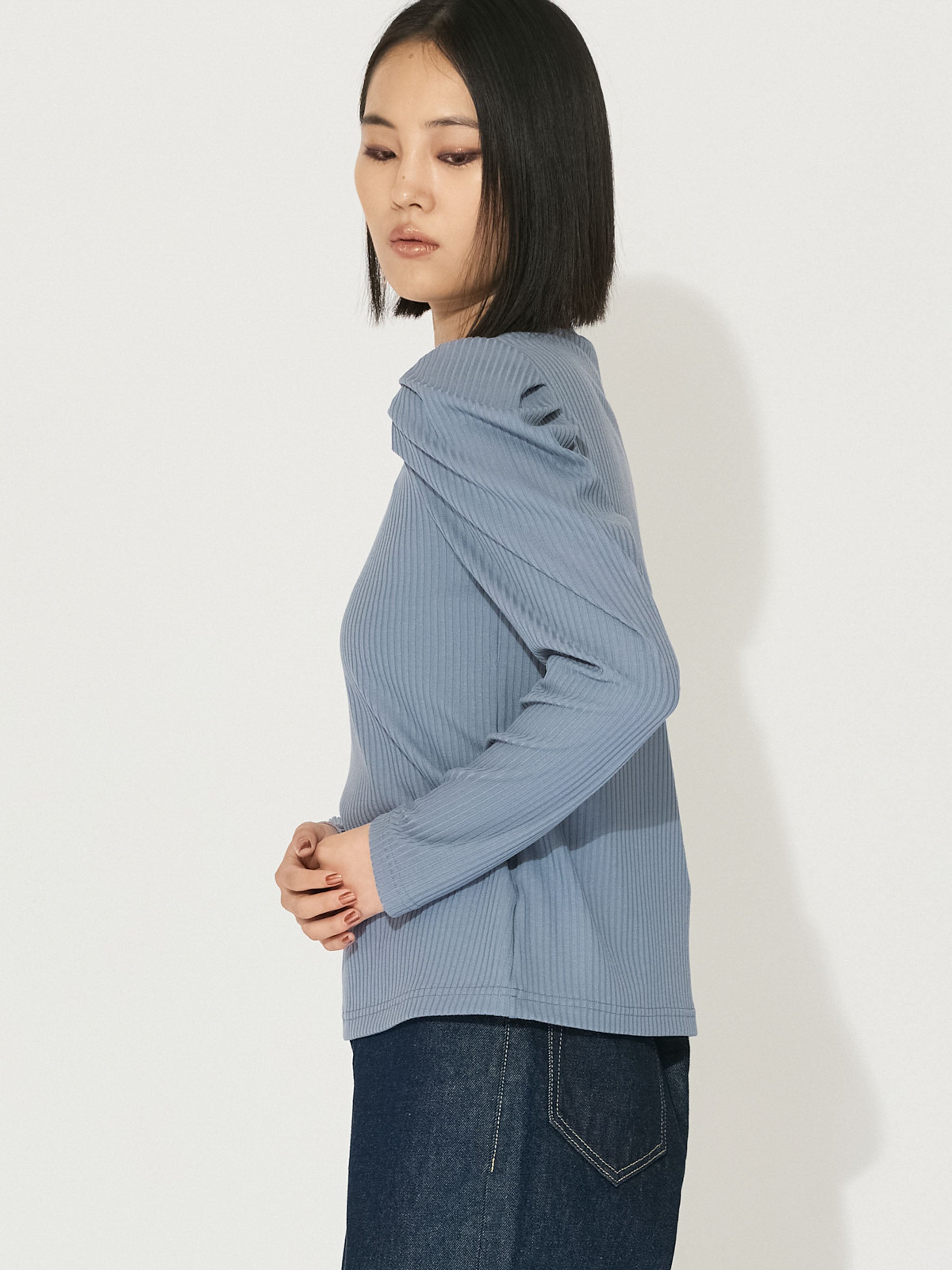 power shoulder rib pullover