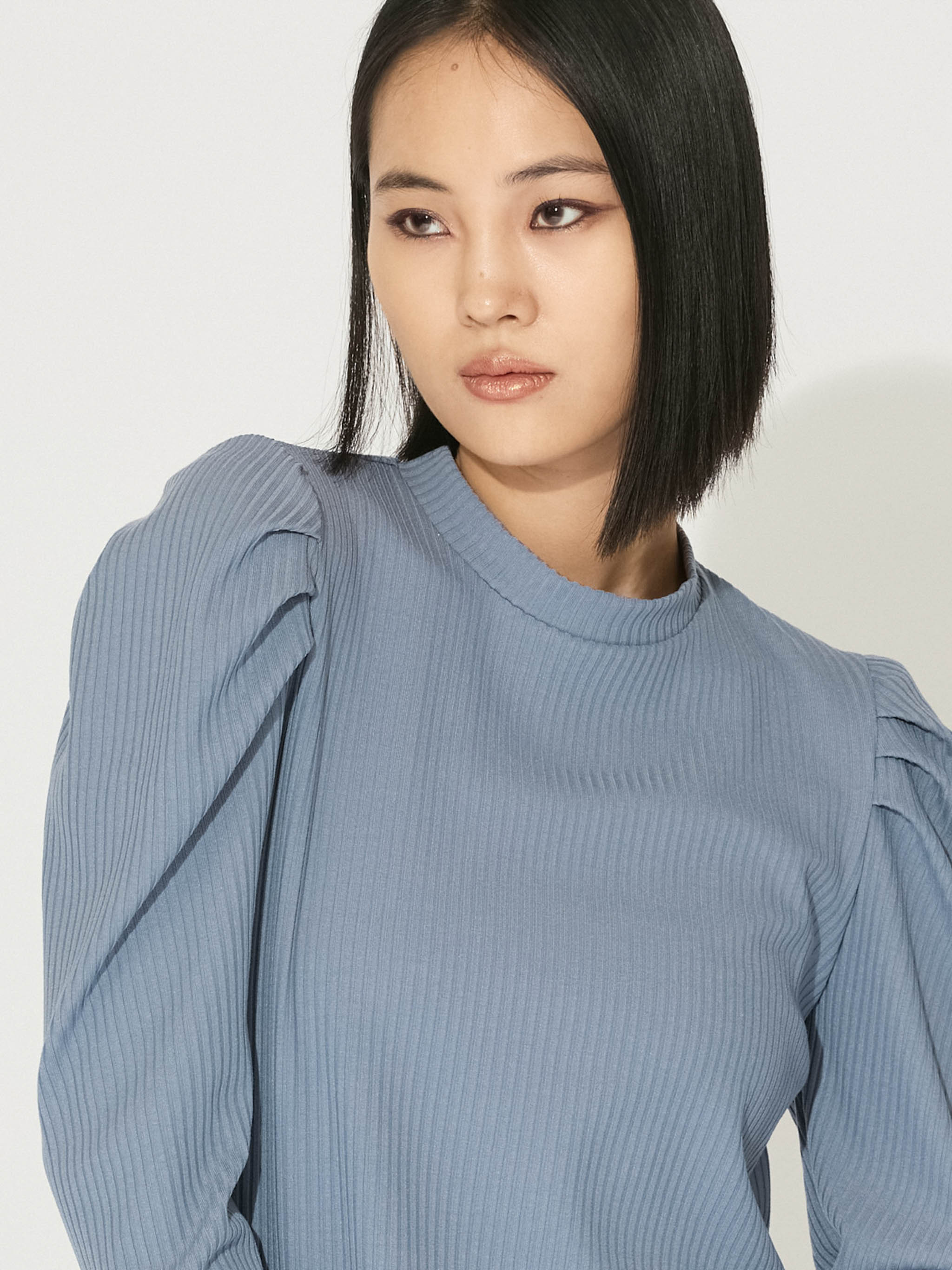 power shoulder rib pullover