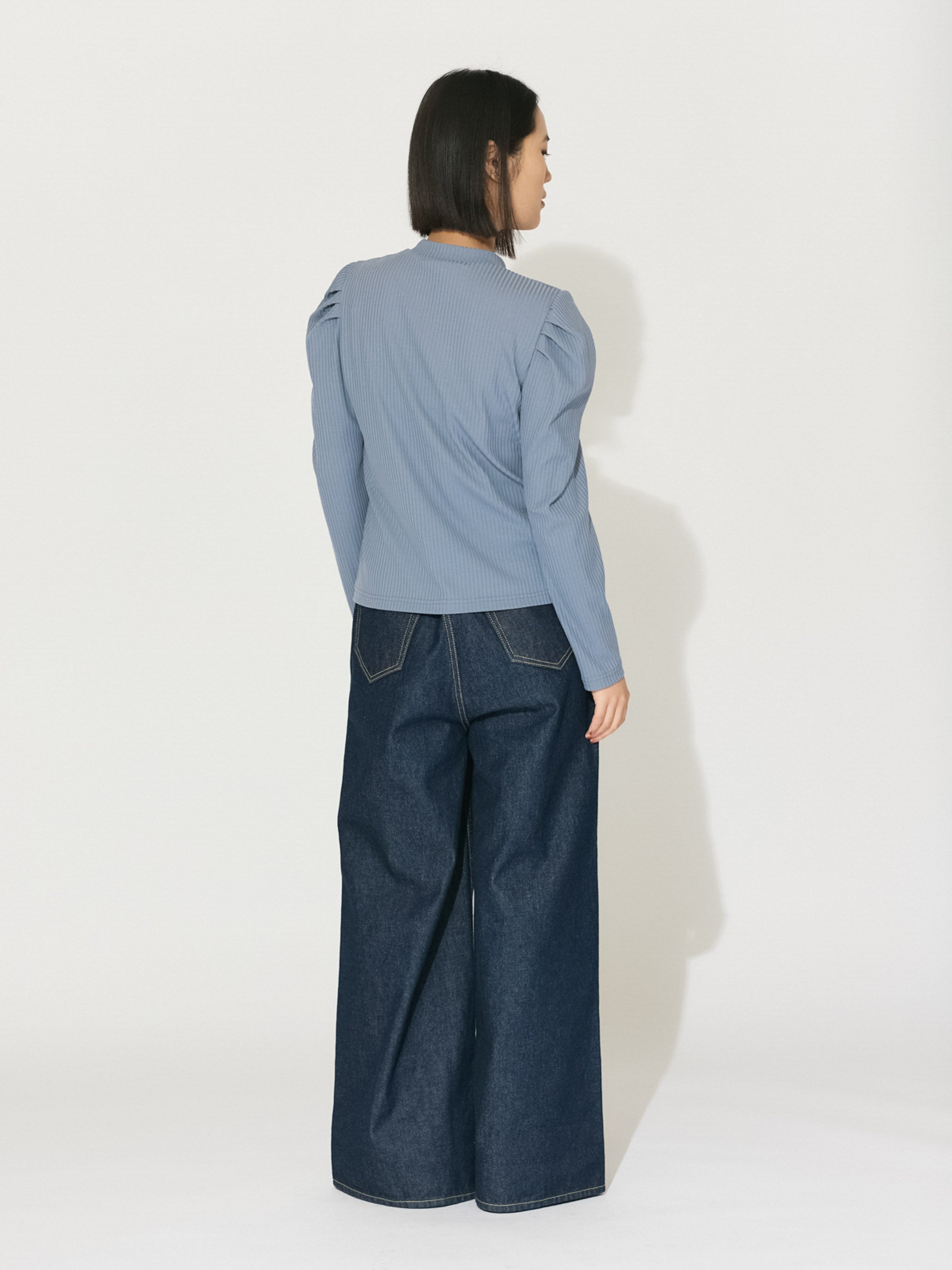 power shoulder rib pullover