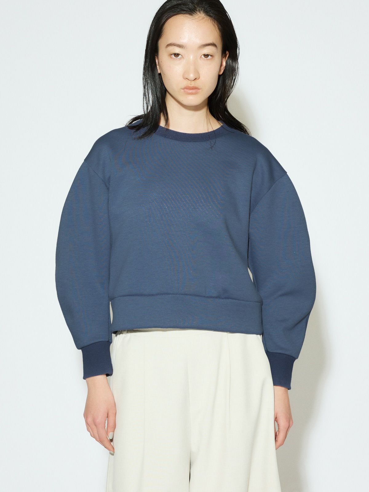 curve sleeve double-knit pullover