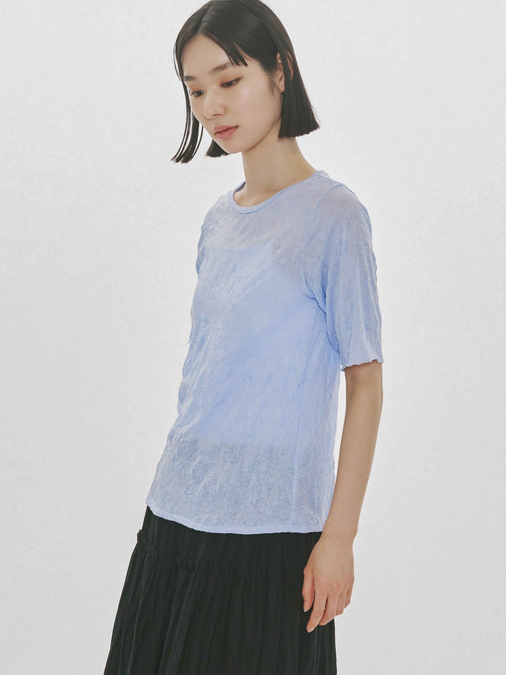 see-through crew neck half slv inner