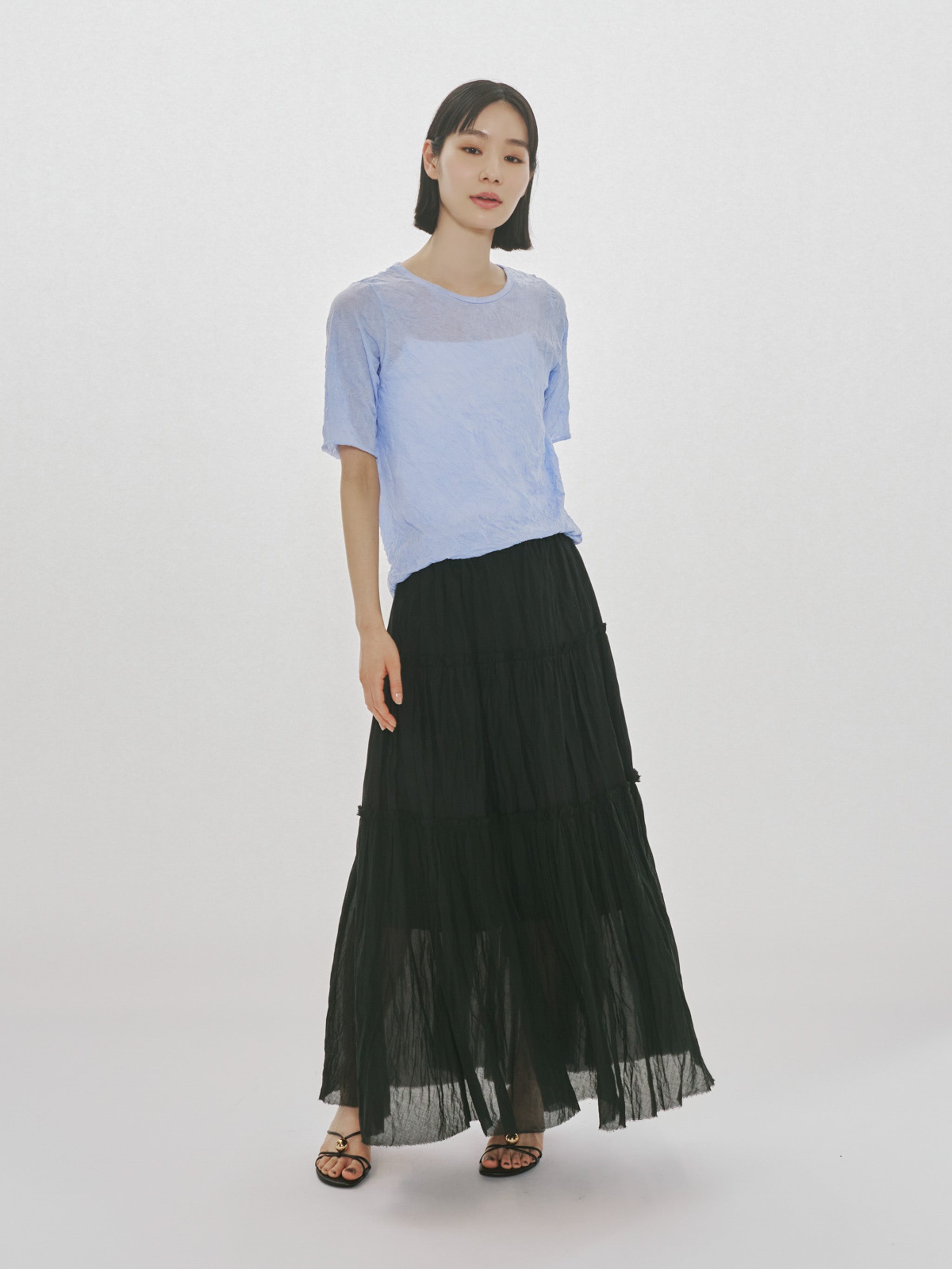 see-through crew neck half slv inner