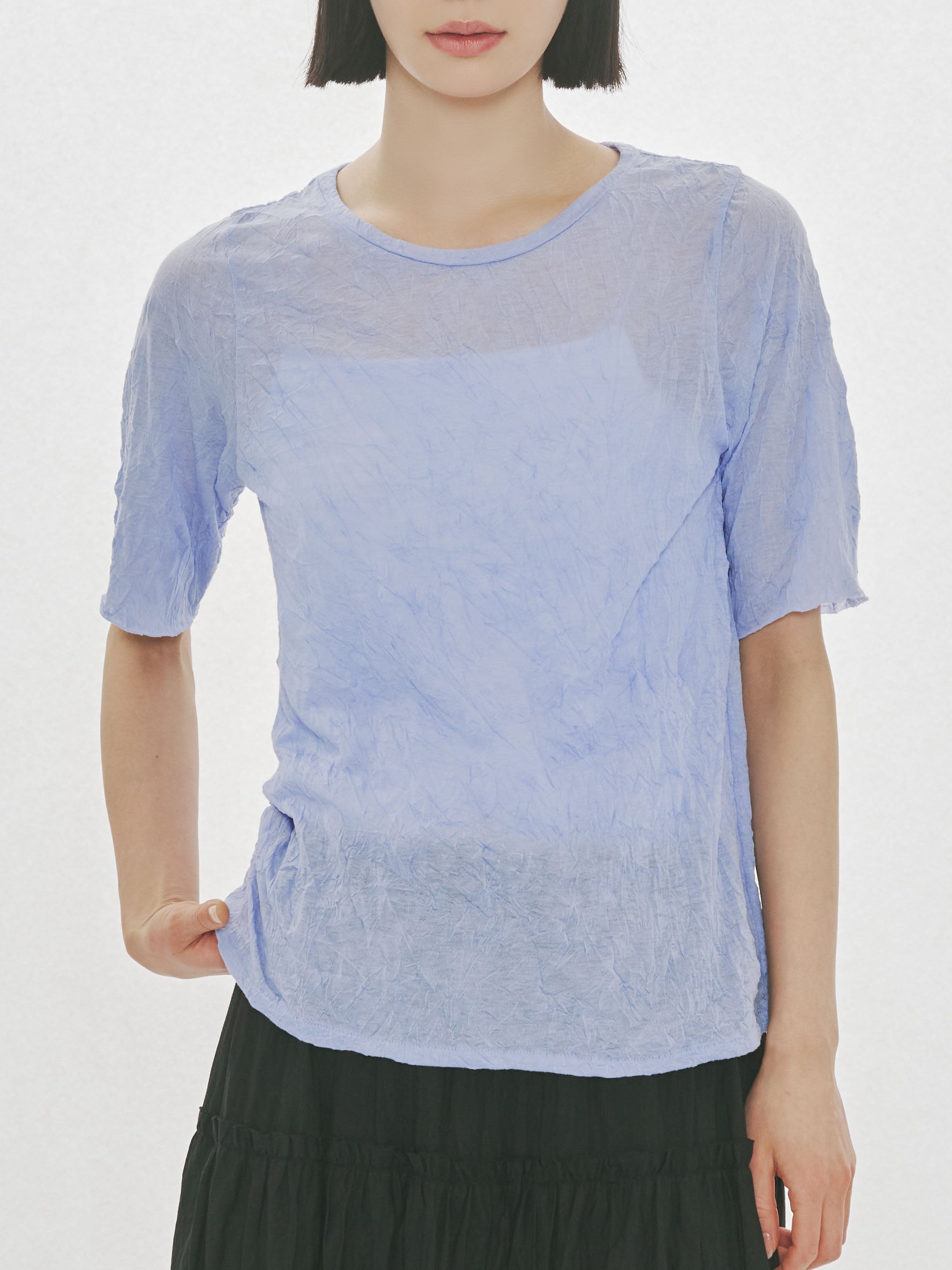 see-through crew neck half slv inner
