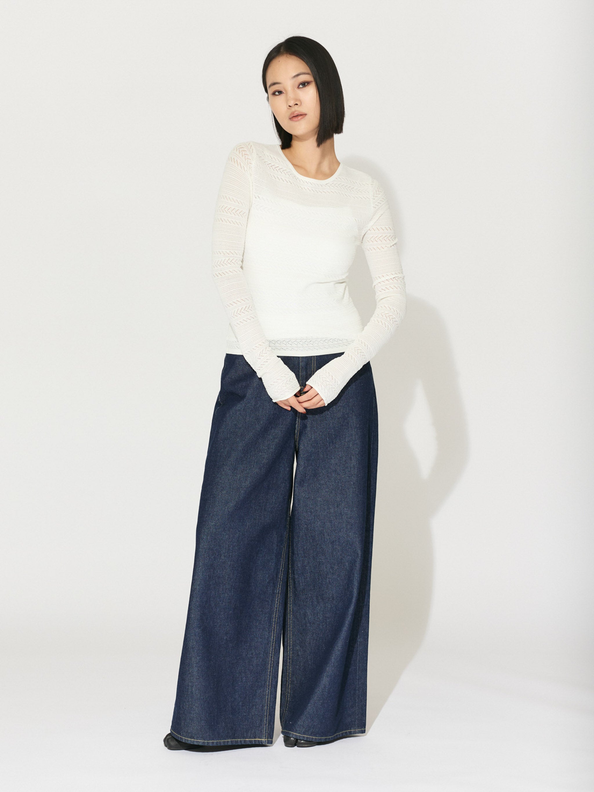 lace knit tight pullover