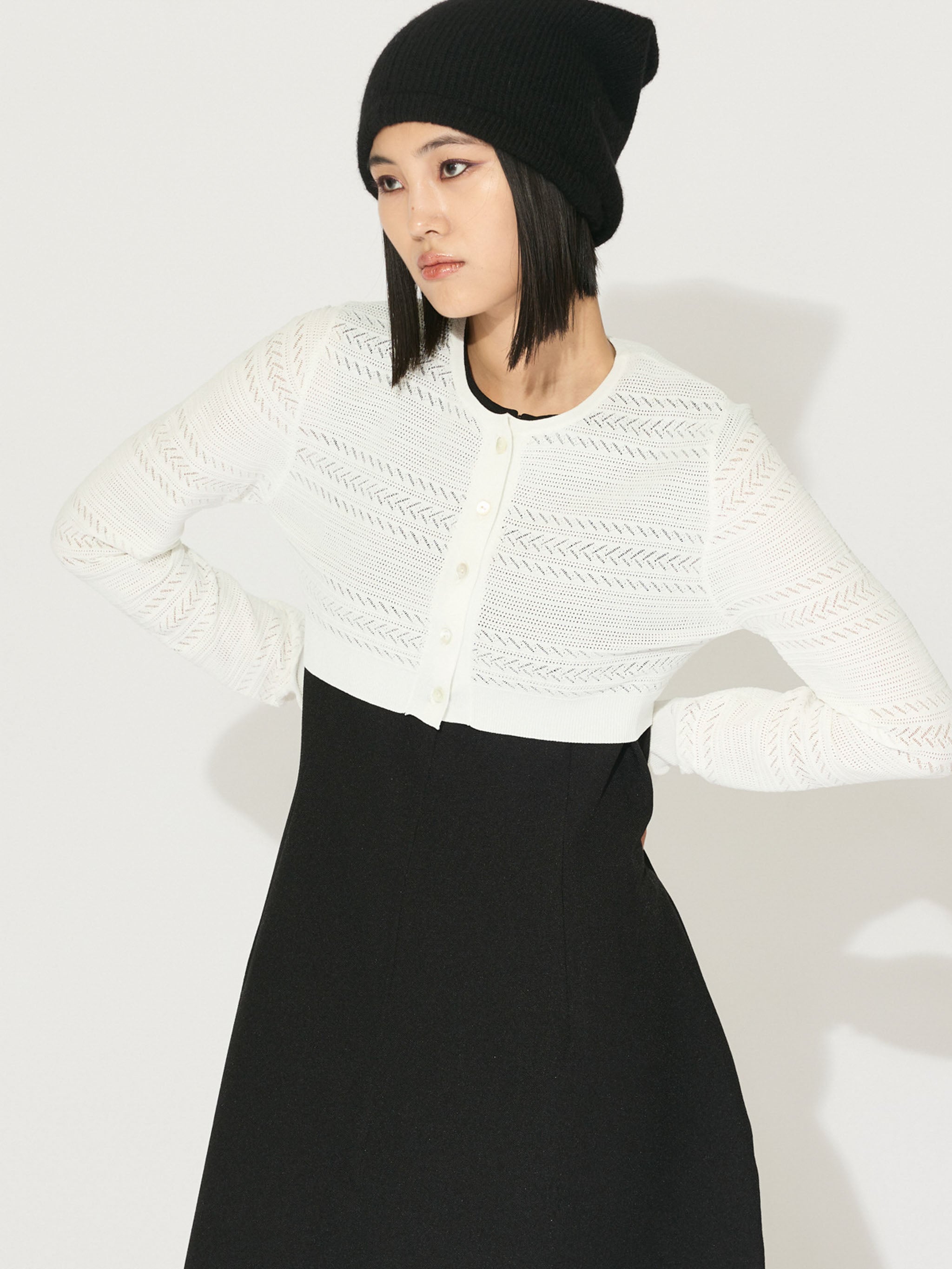 lace knit short cardigan