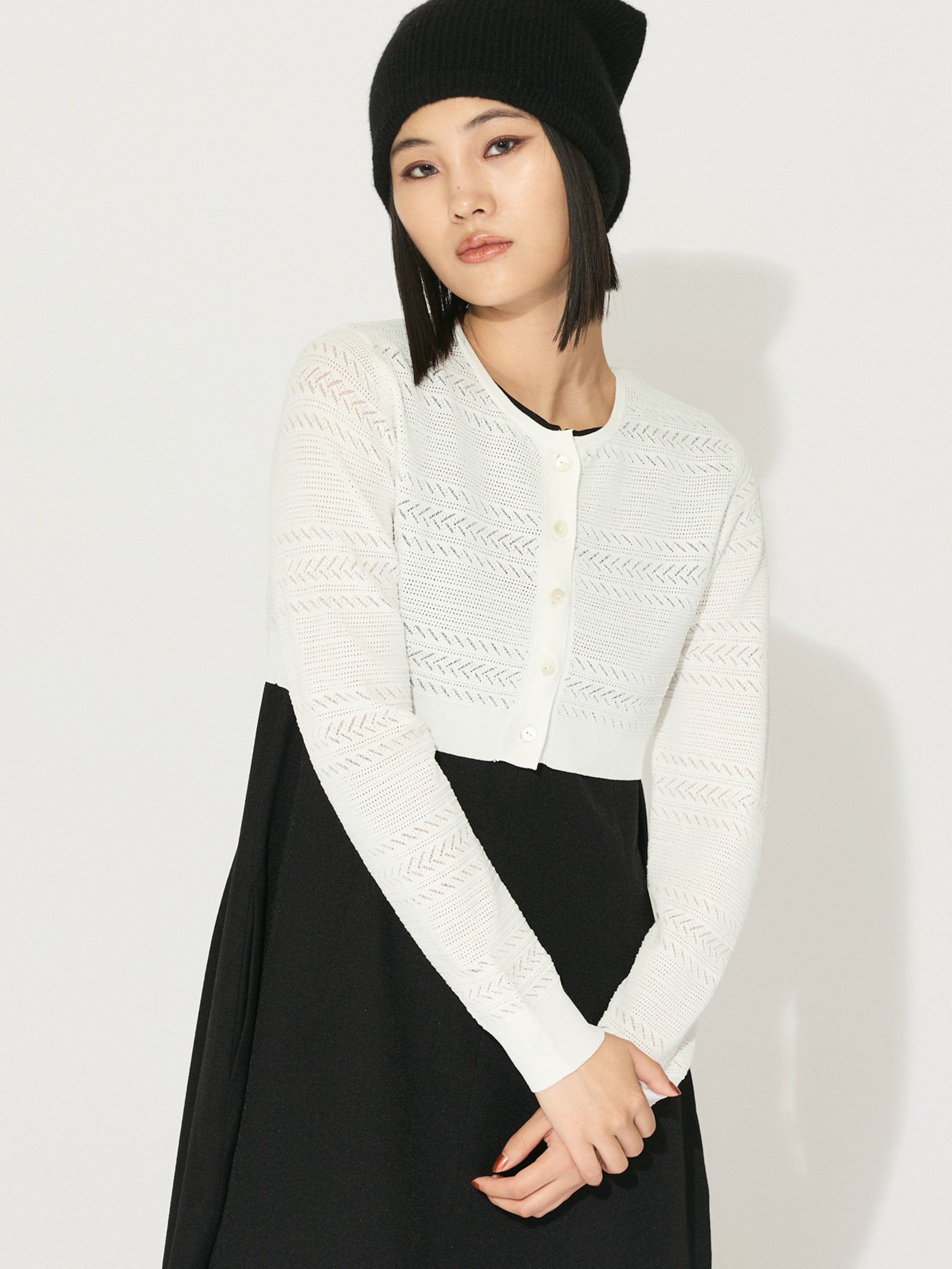 lace knit short cardigan