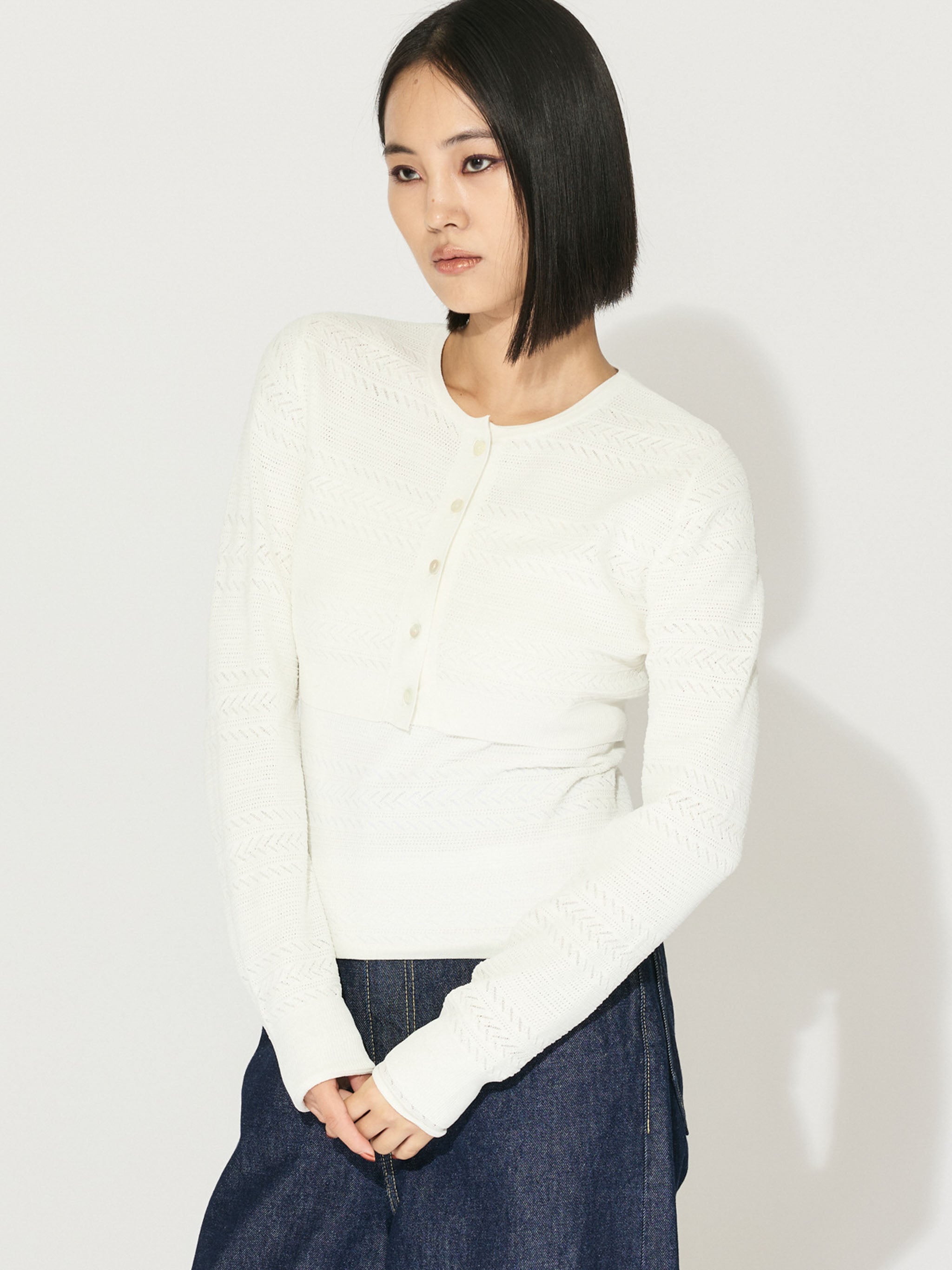 lace knit short cardigan