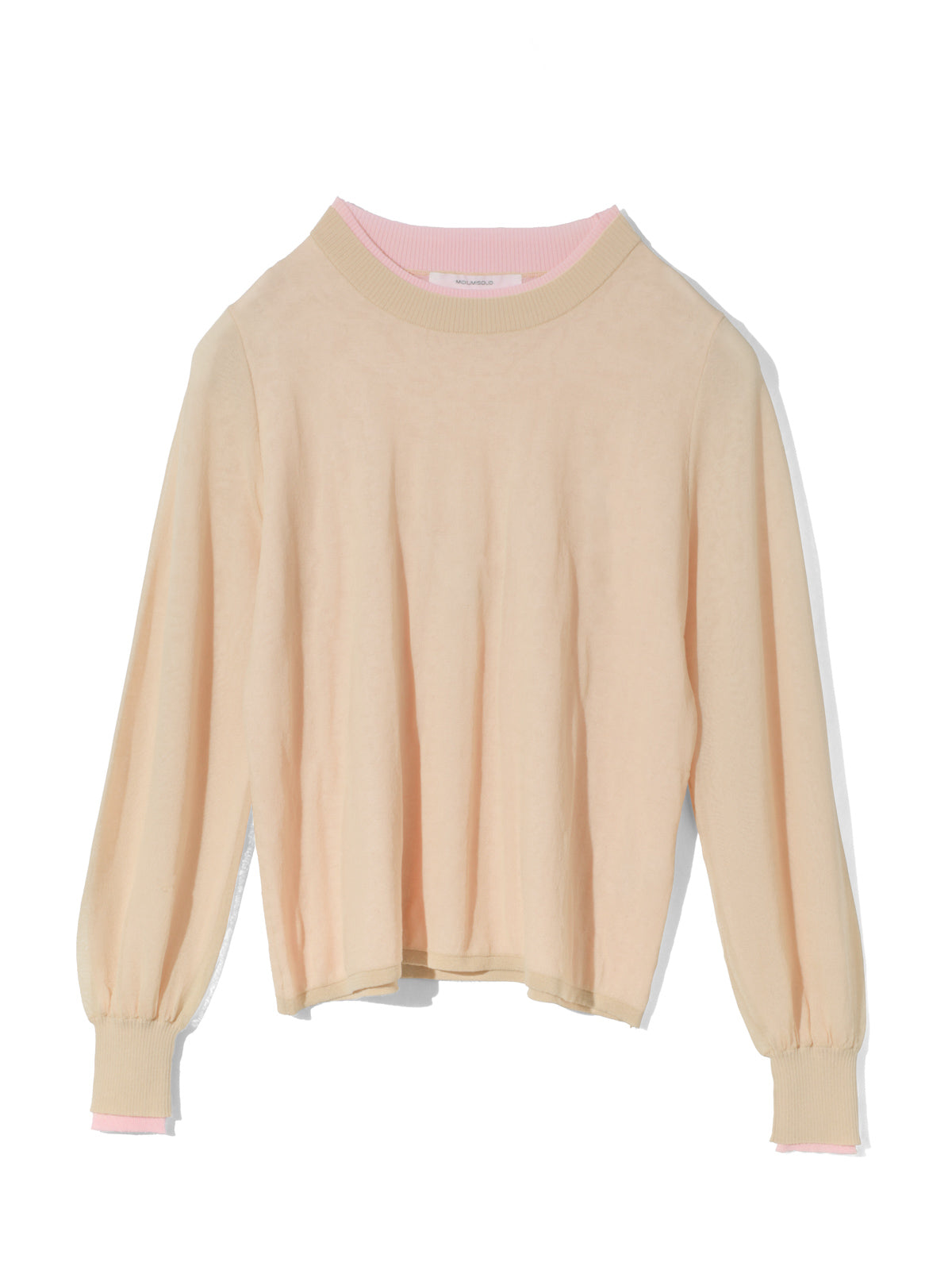 sheer layered crew neck pullover