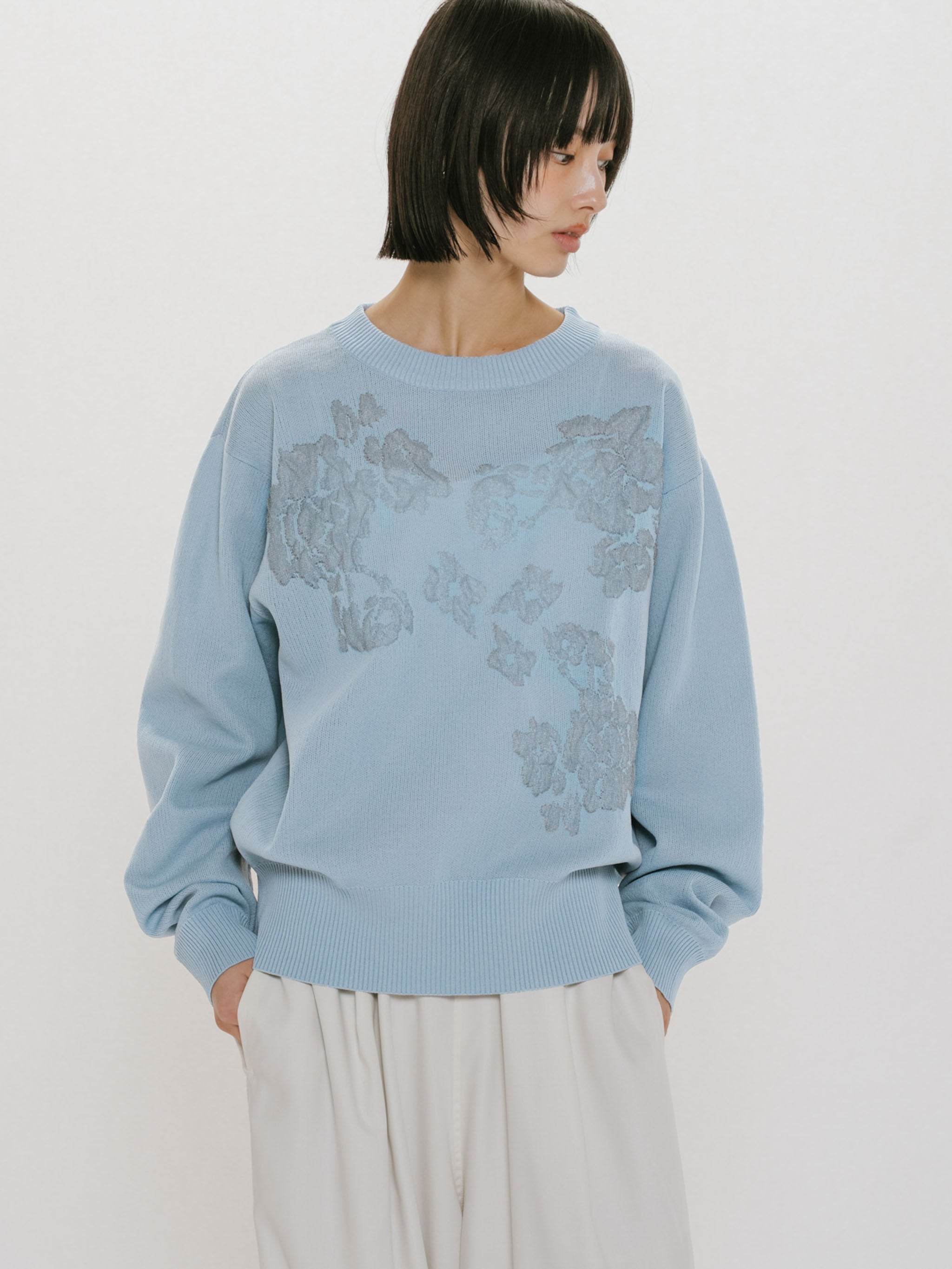 flower jacquard pullover