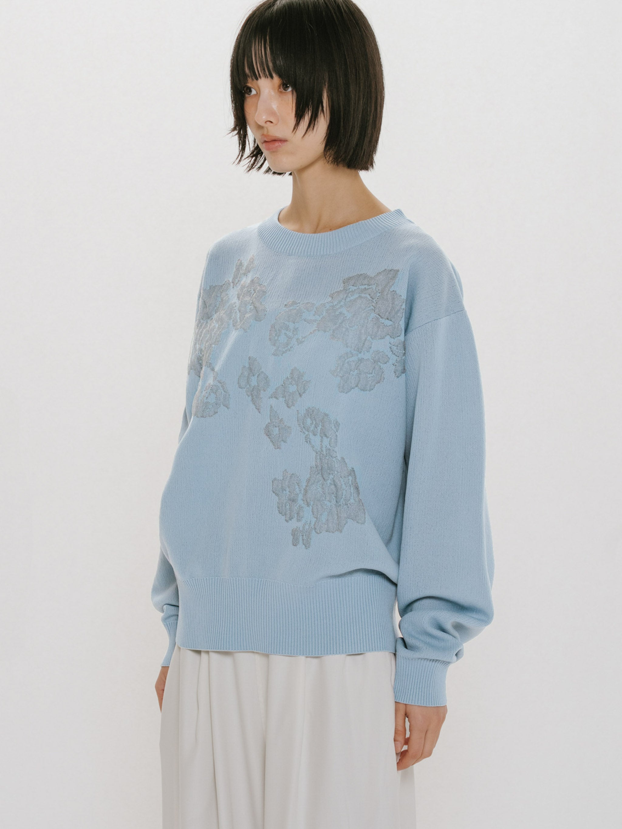 flower jacquard pullover