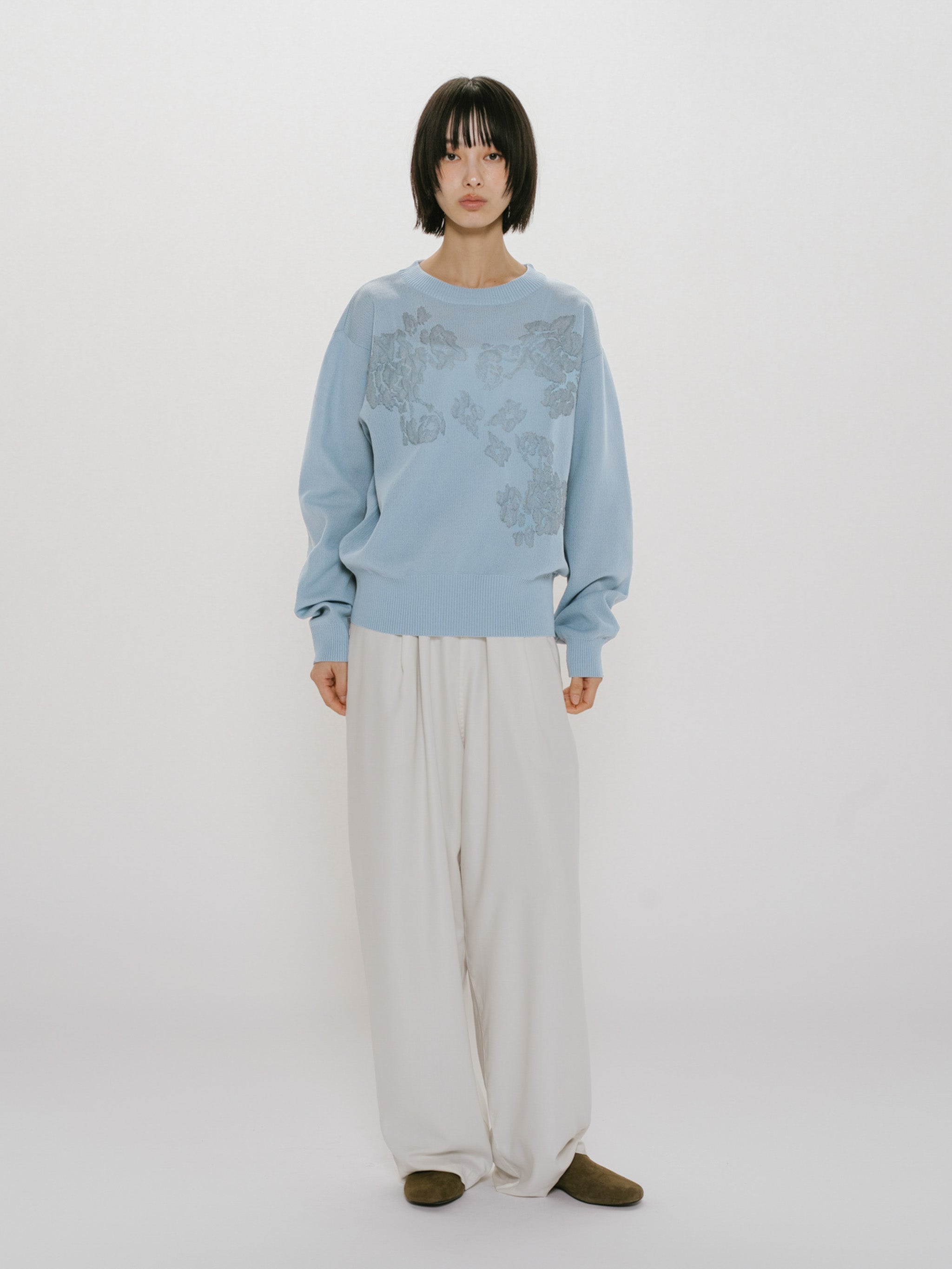 flower jacquard pullover