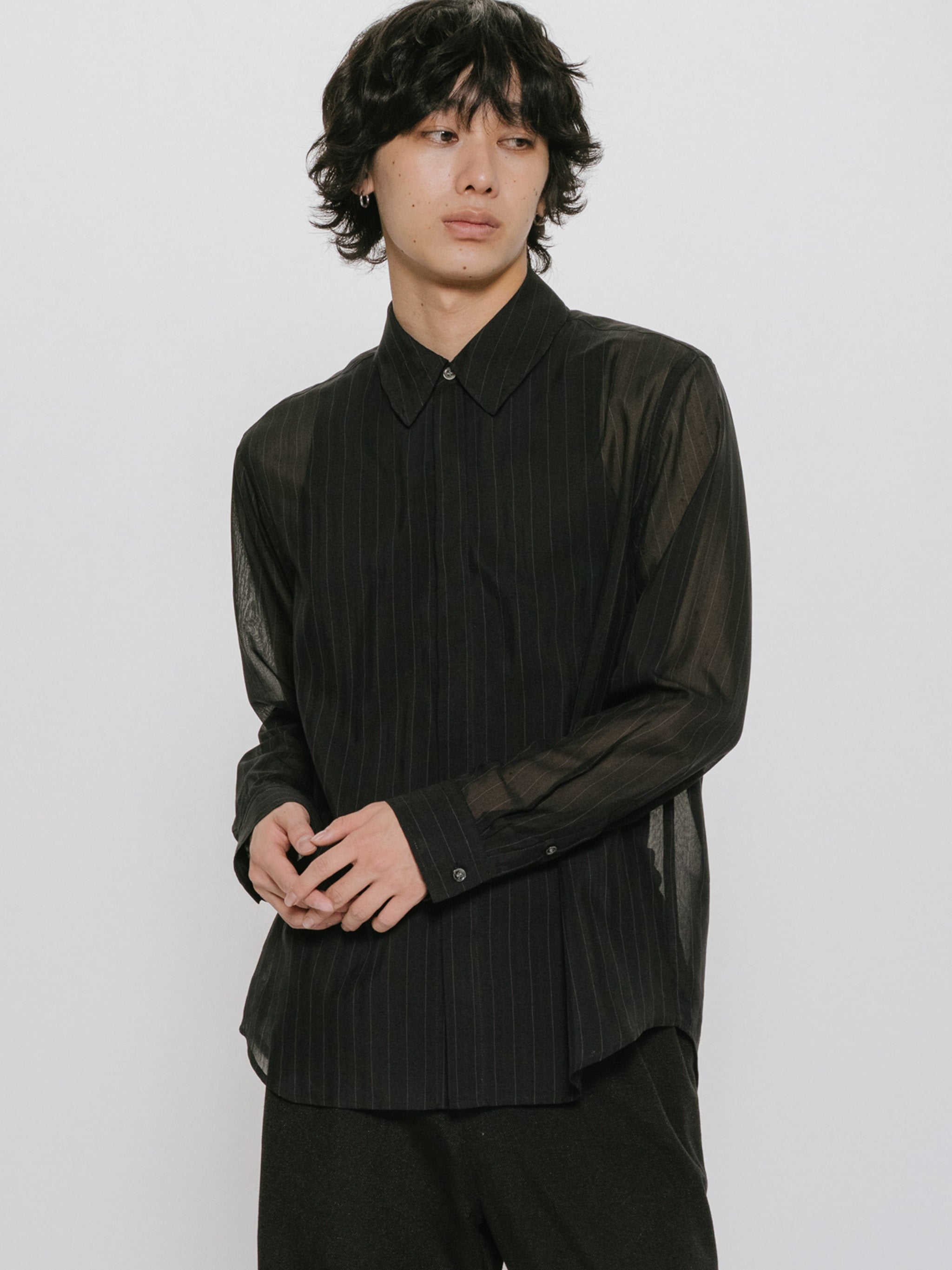 sheer stripe shirt
