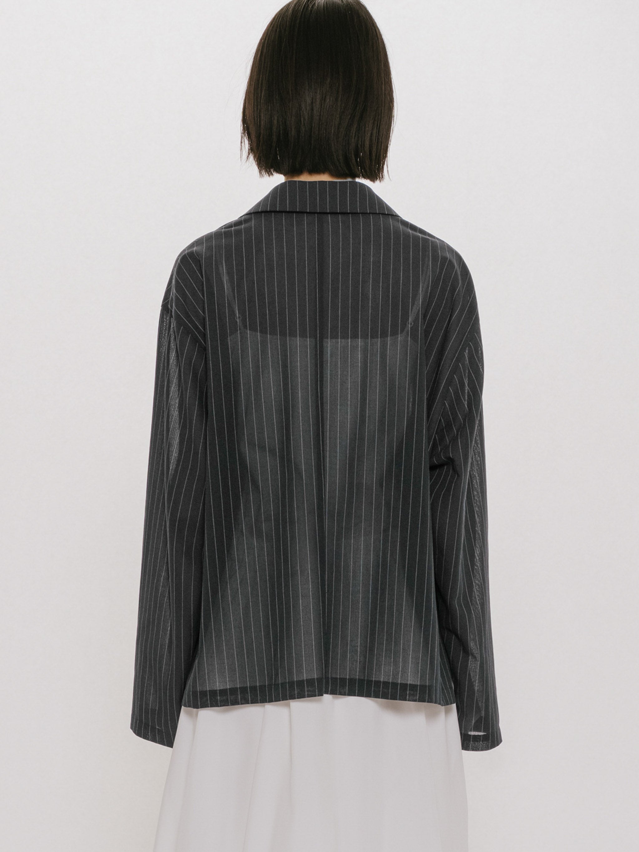sheer tailored shirt jacket