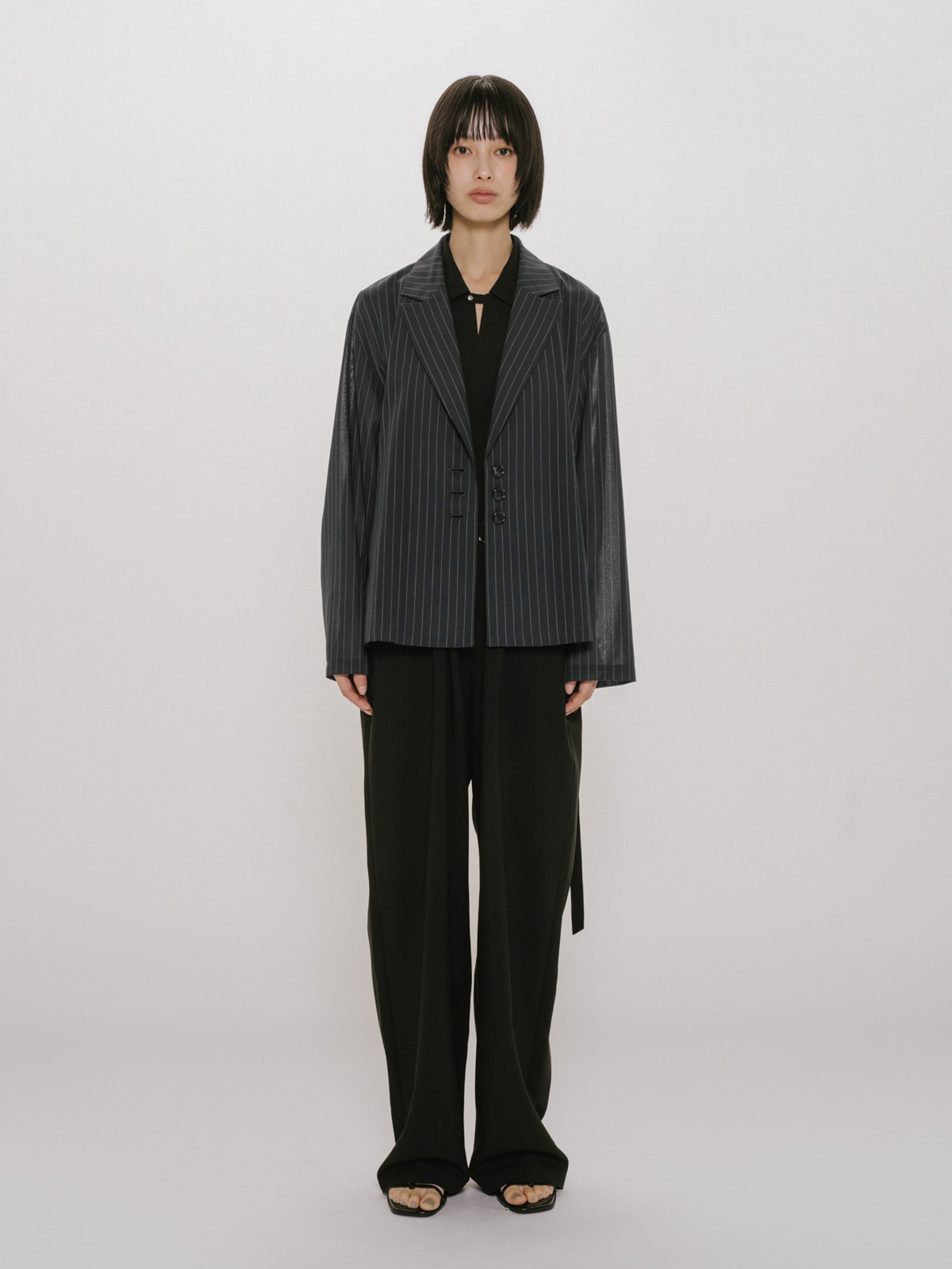 sheer tailored shirt jacket