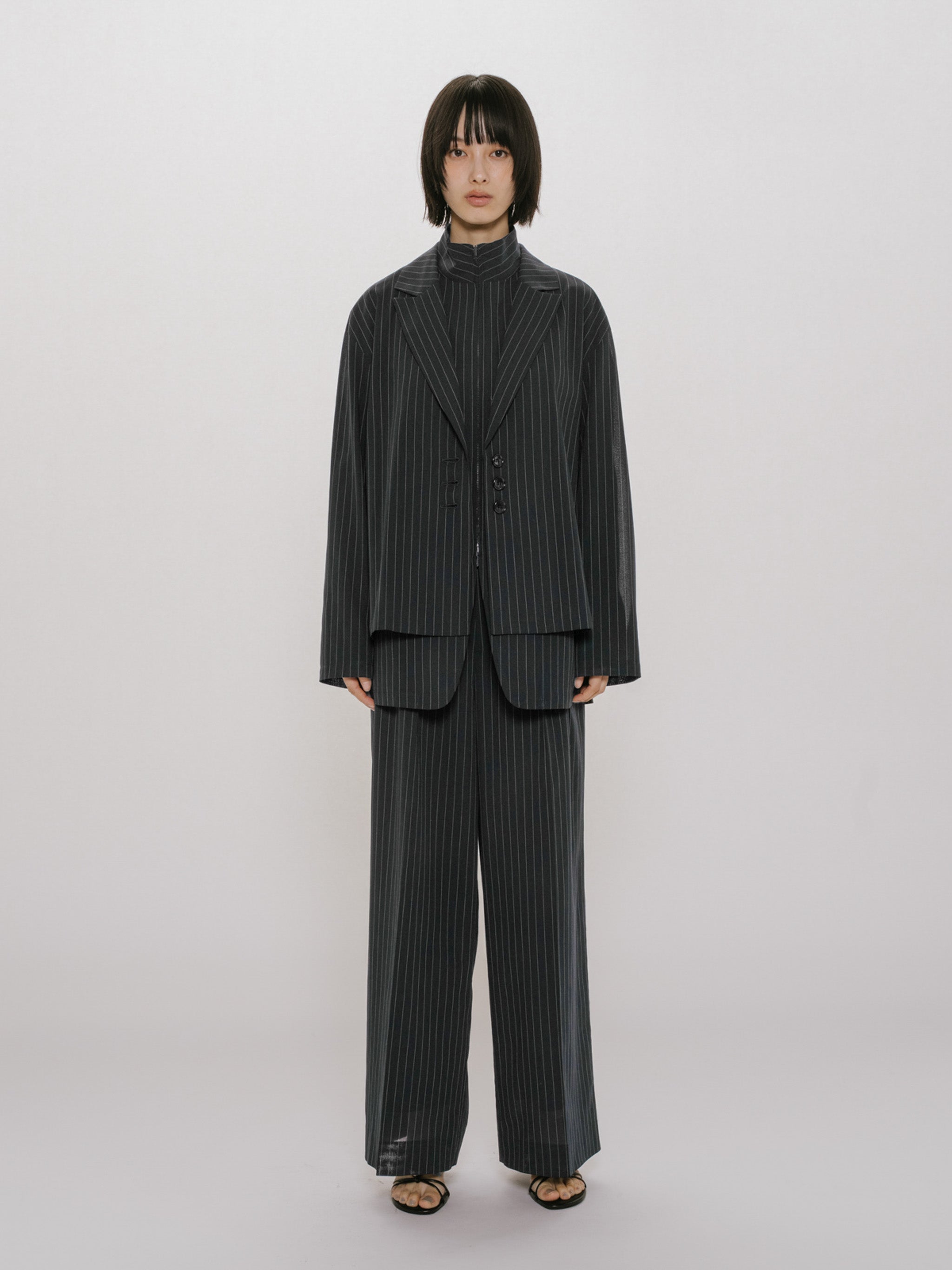 sheer tailored shirt jacket
