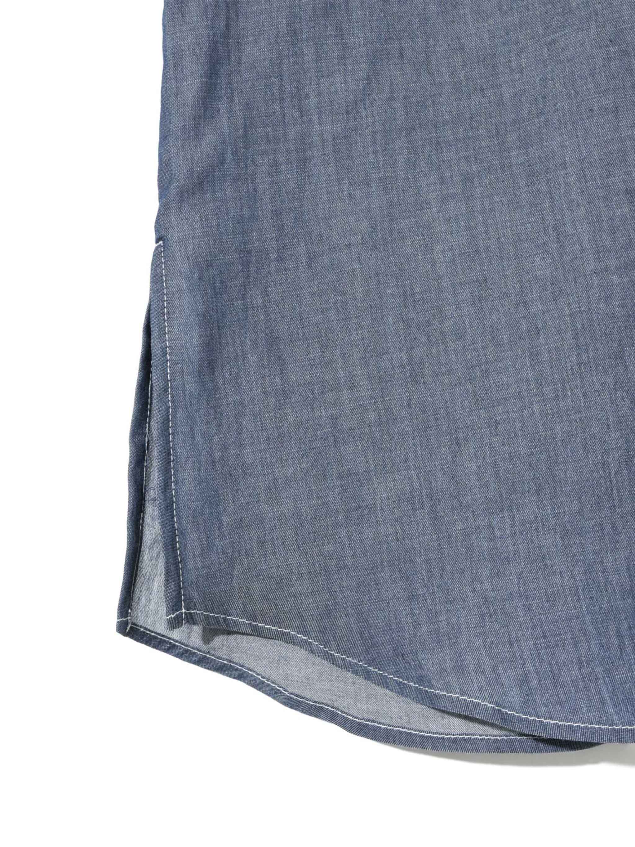 sheer denim open collar shirt(BLEACH)