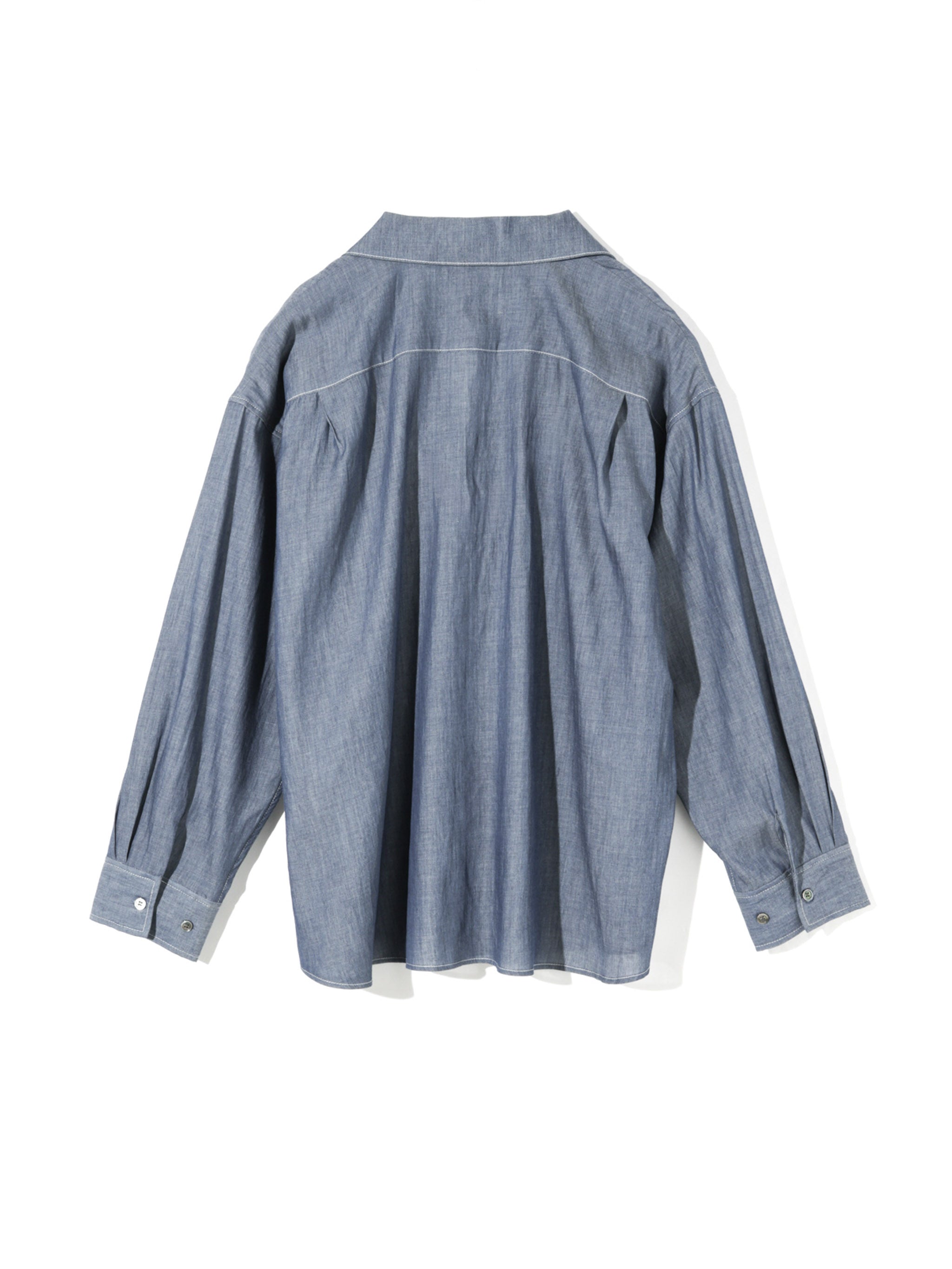 sheer denim open collar shirt(BLEACH)