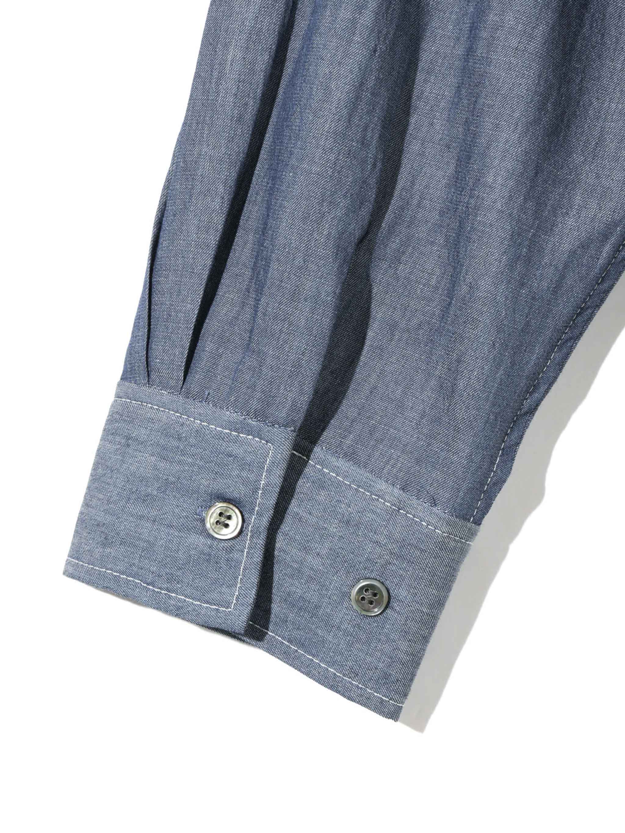 sheer denim open collar shirt(BLEACH)