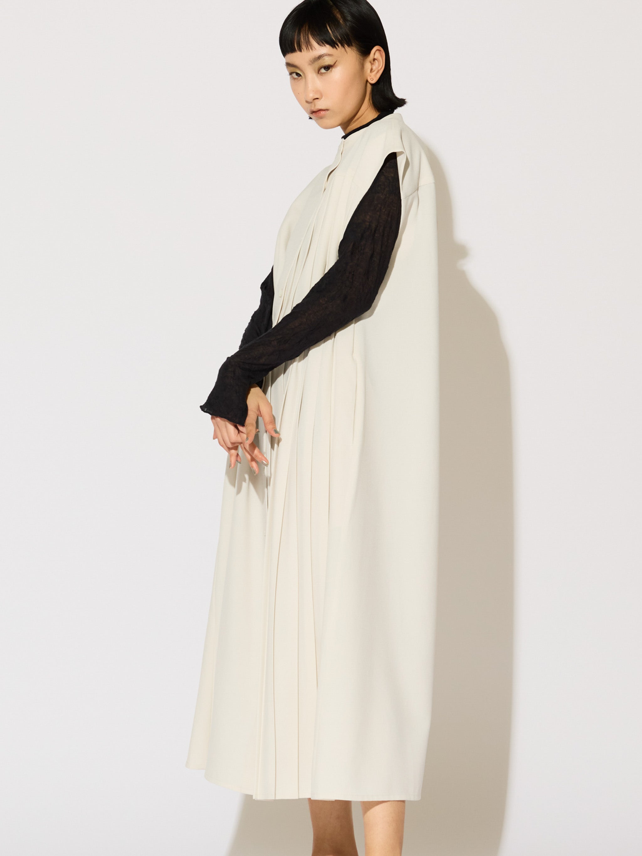 asymmetrical pleated sleeveless onepiece