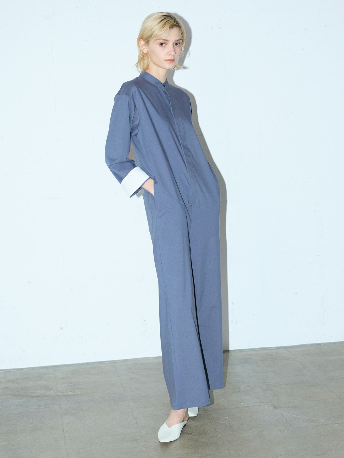 collarless jumpsuit