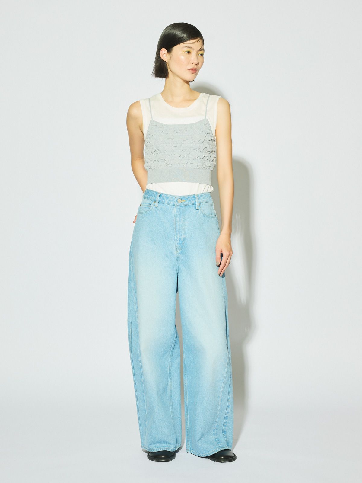 barrel leg wide denim