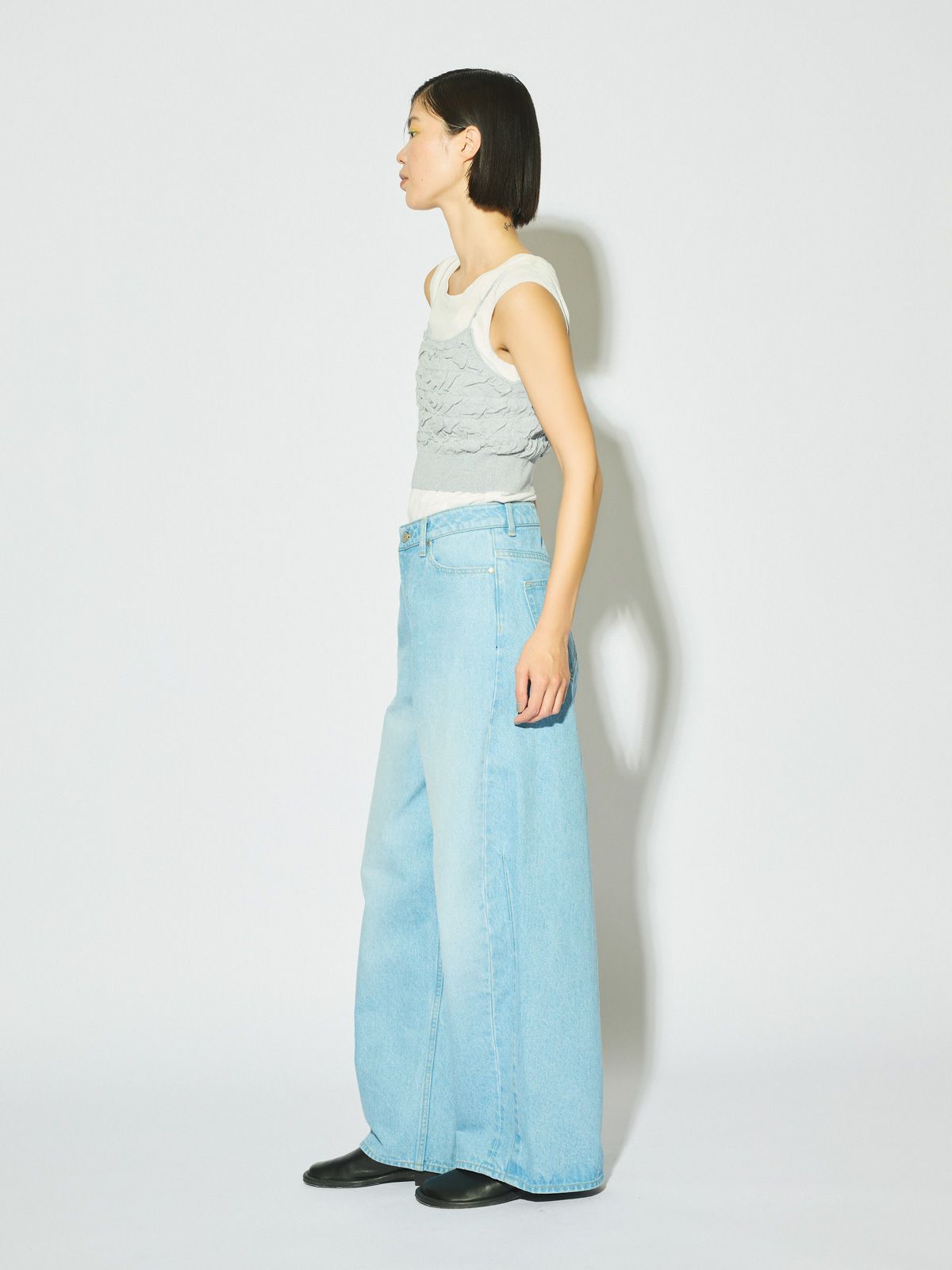 barrel leg wide denim