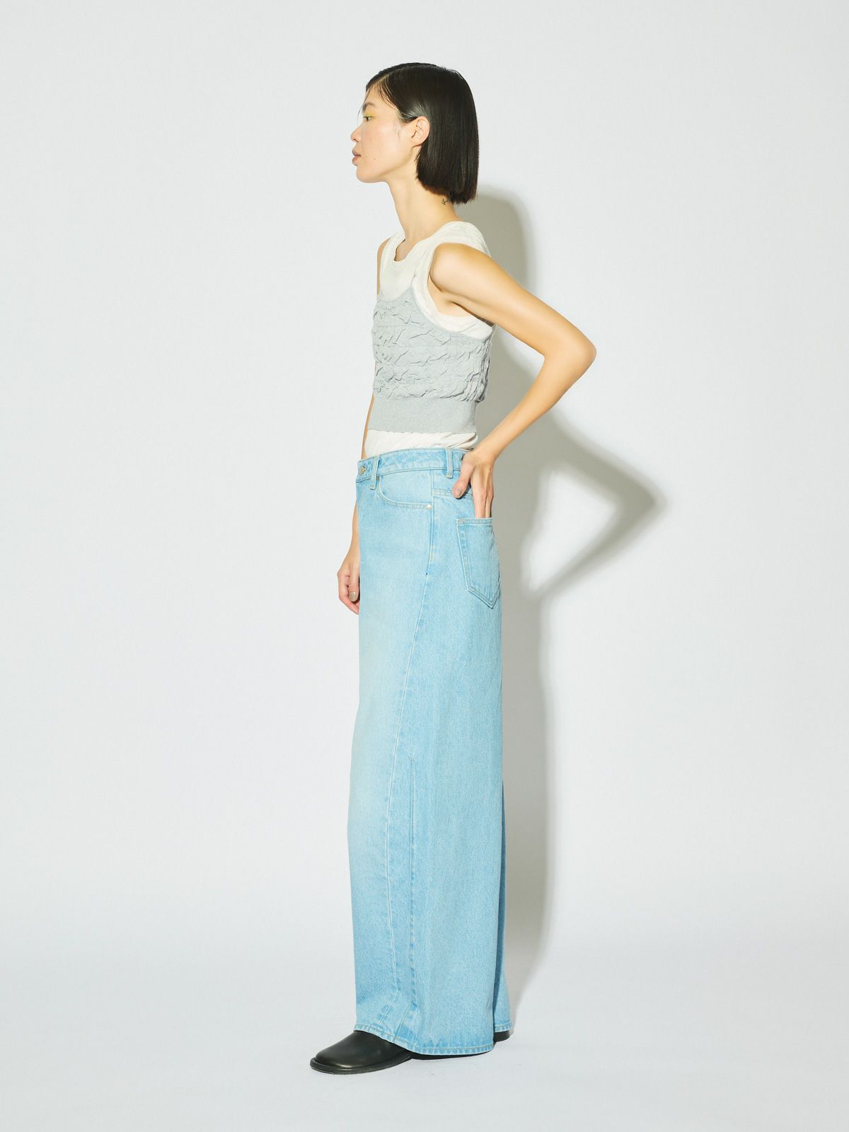 barrel leg wide denim