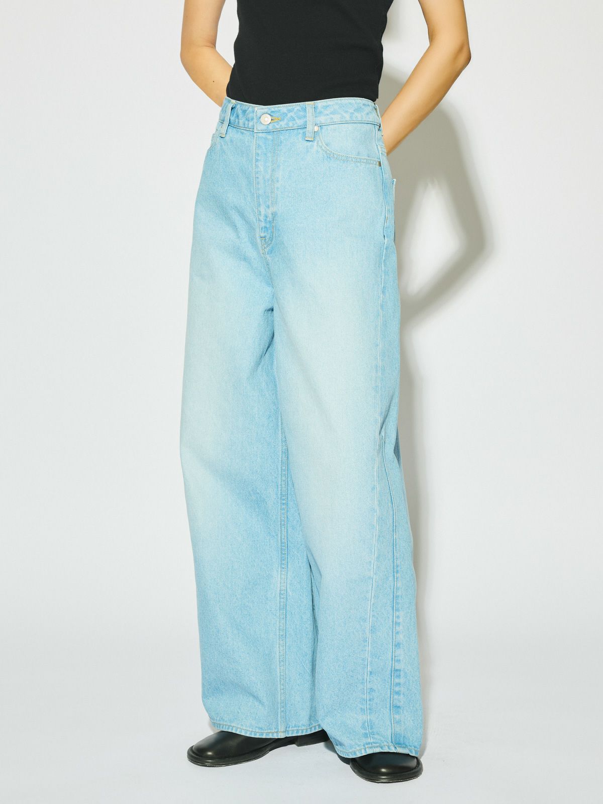 barrel leg wide denim