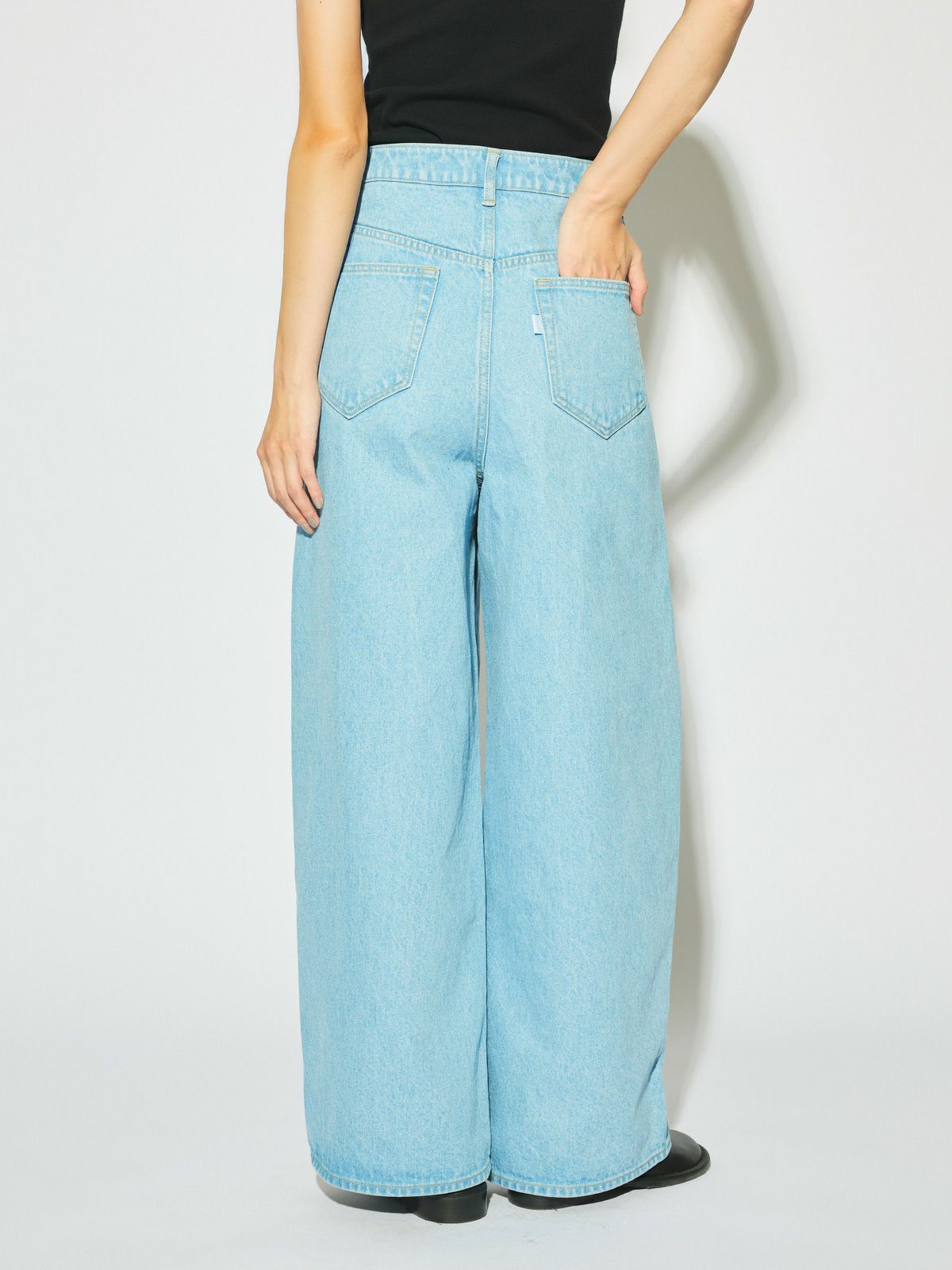 barrel leg wide denim