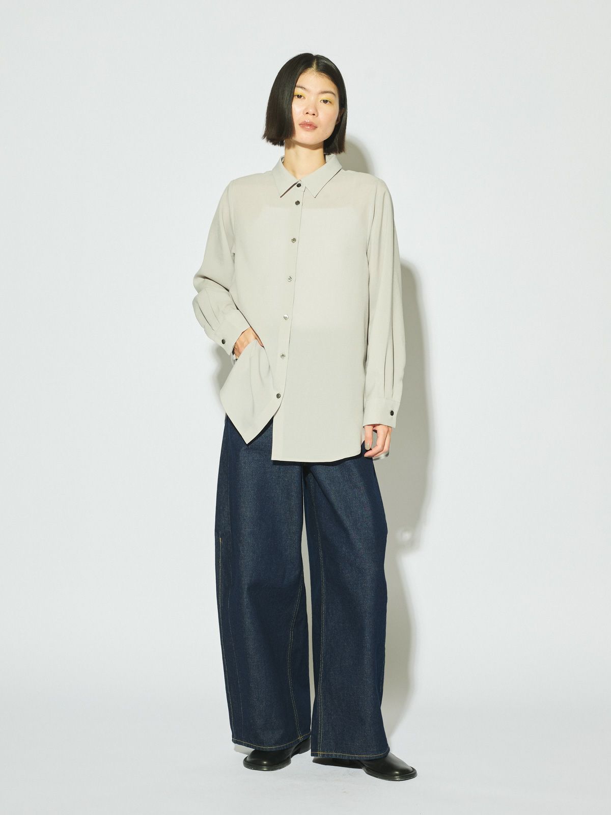 barrel leg wide denim