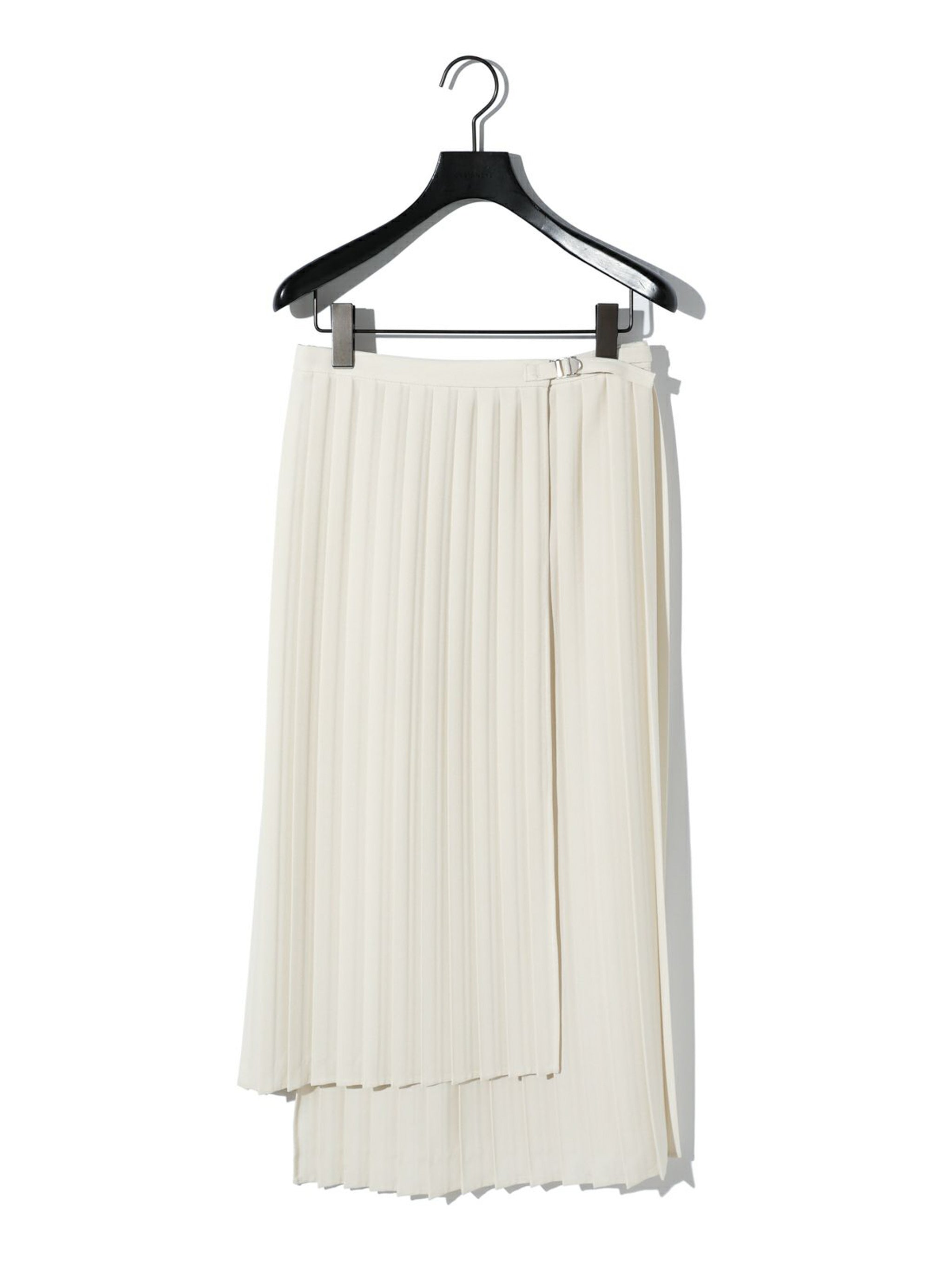asymmetric hem wrap pleated skirt