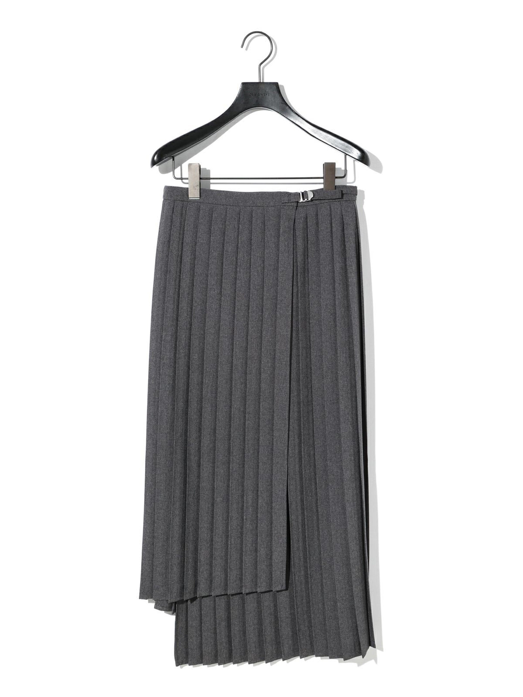 asymmetric hem wrap pleated skirt