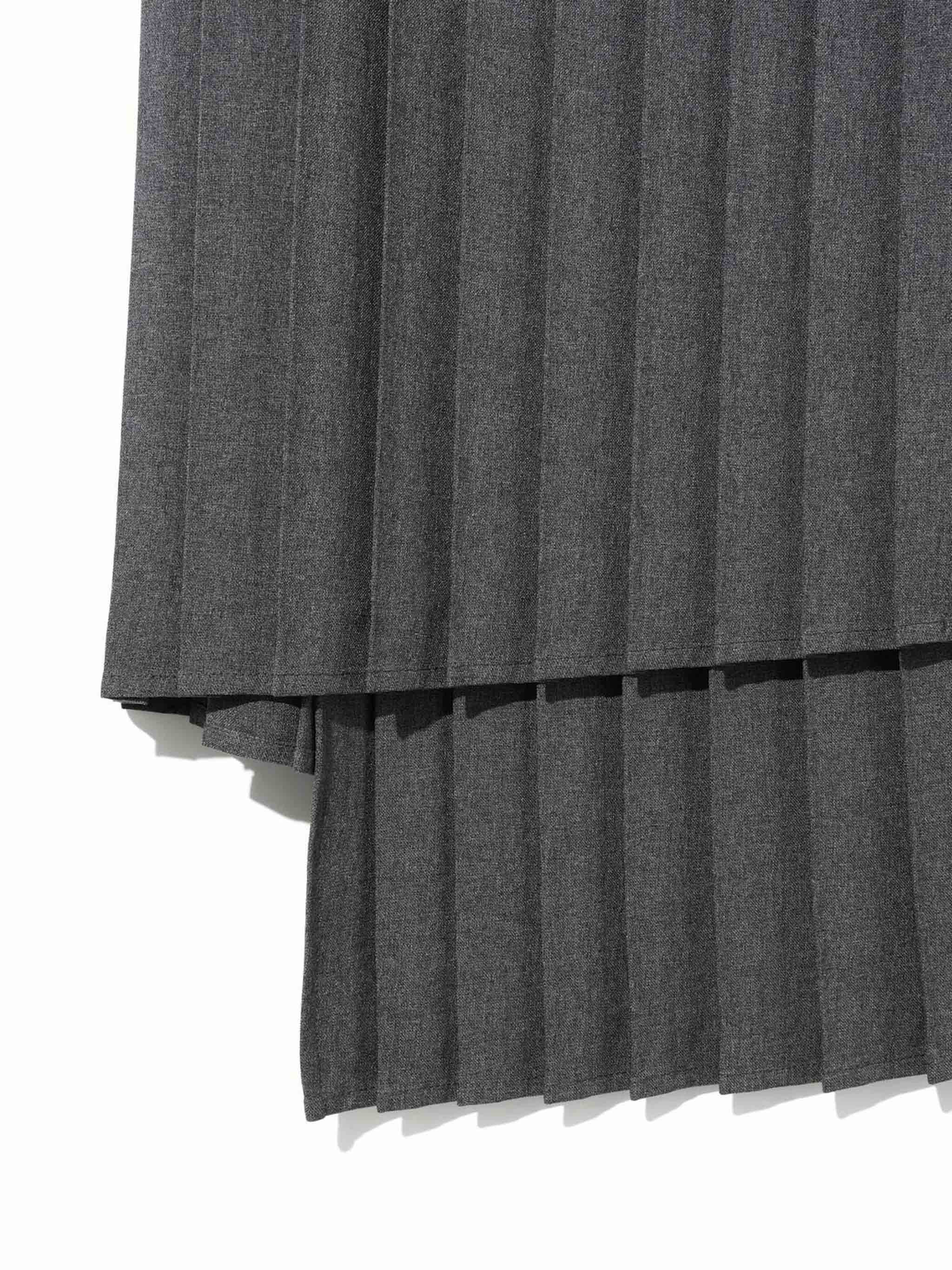 asymmetric hem wrap pleated skirt