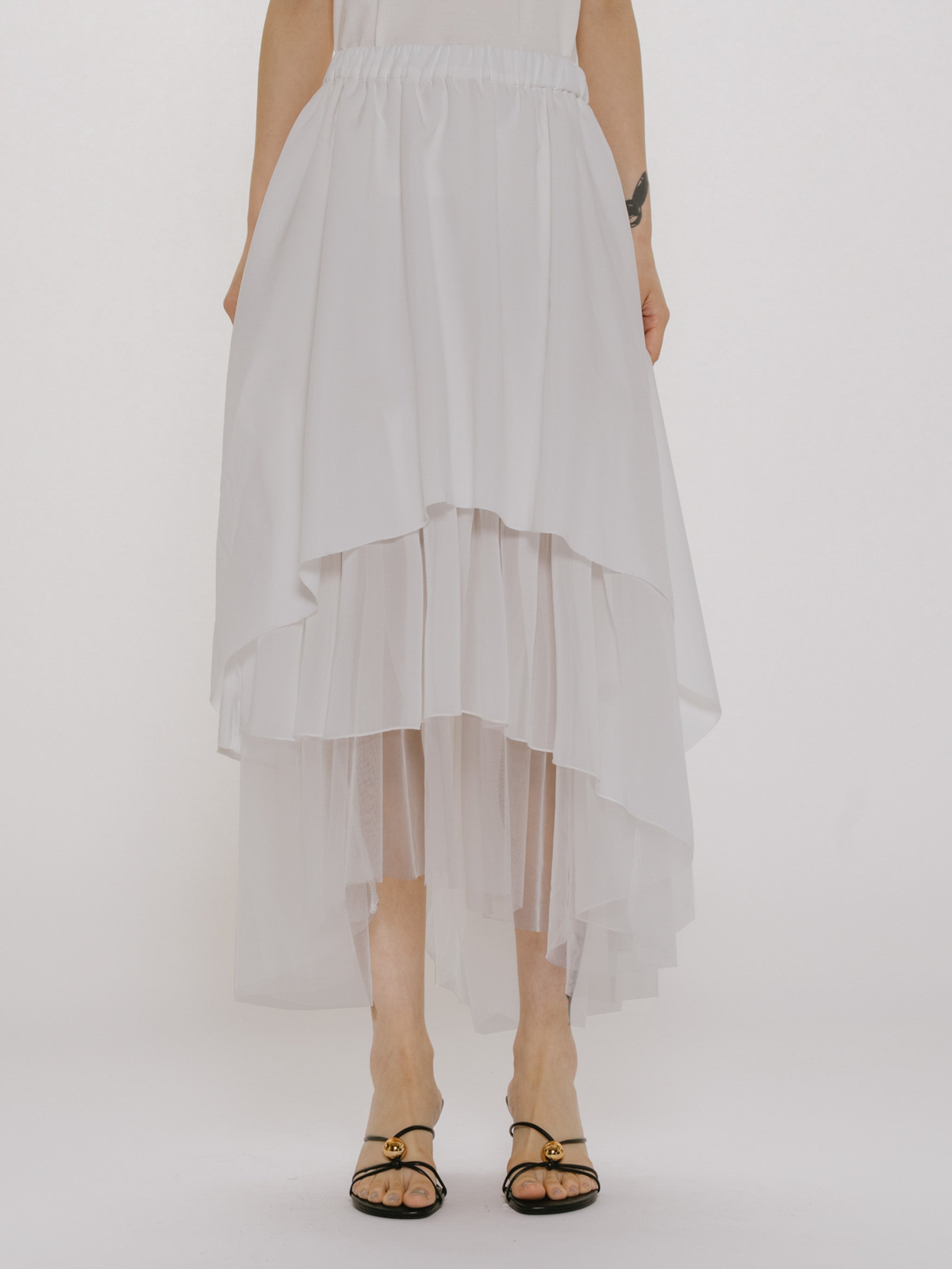 asymmetry tiered skirt