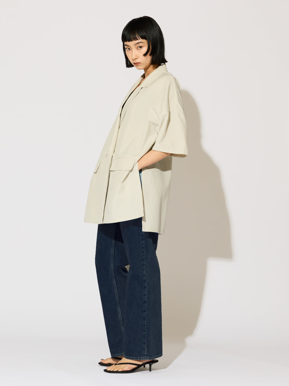 high waist straight denim