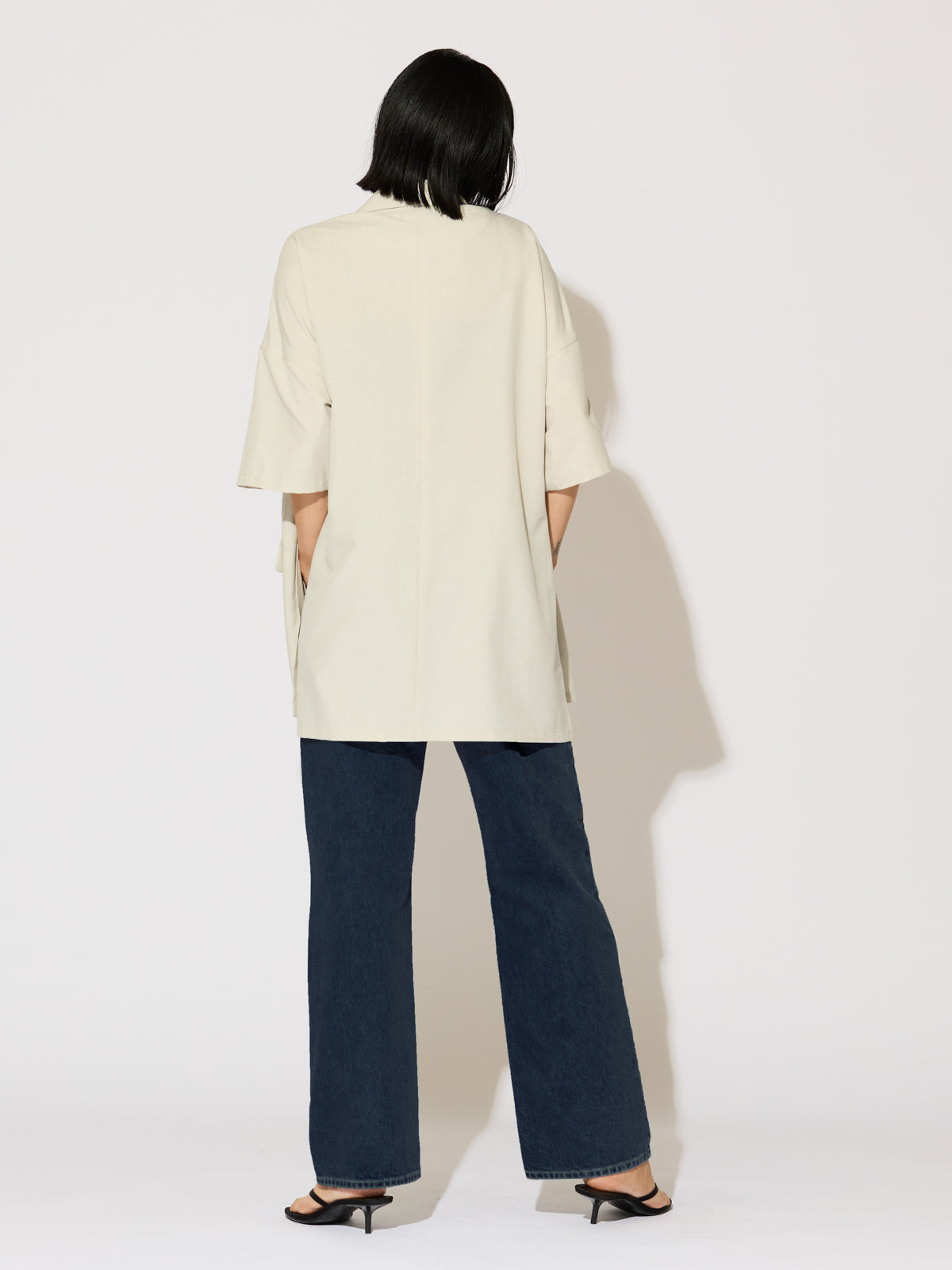 high waist straight denim