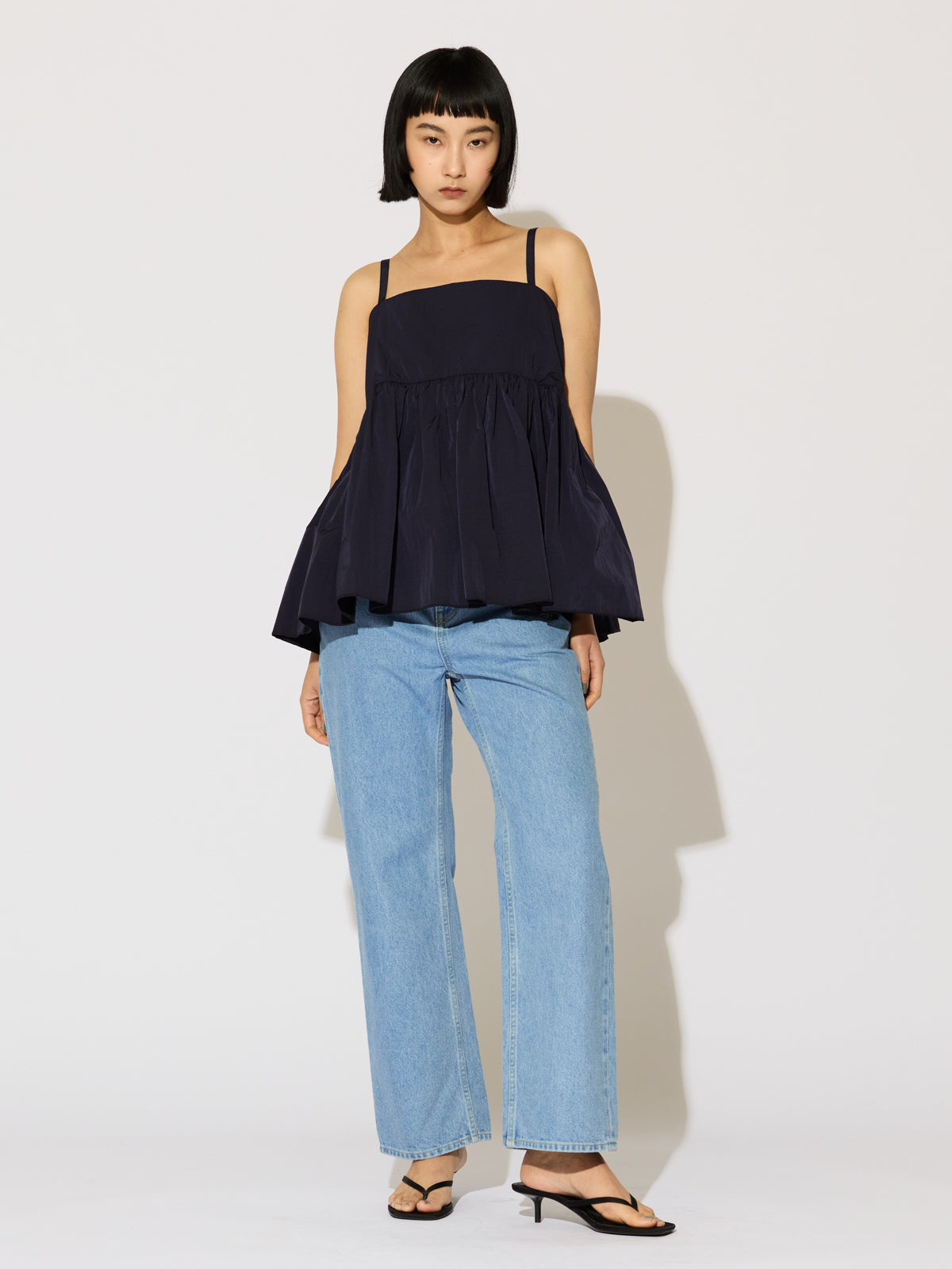 high waist straight denim