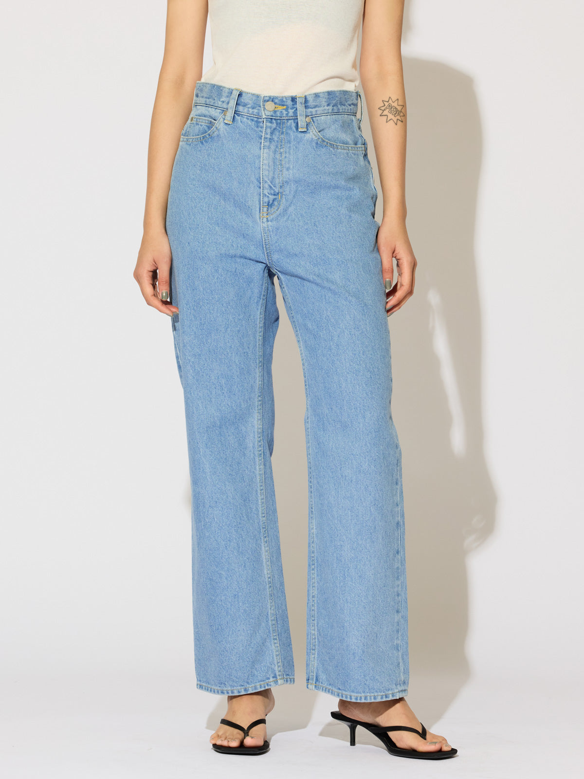 high waist straight denim