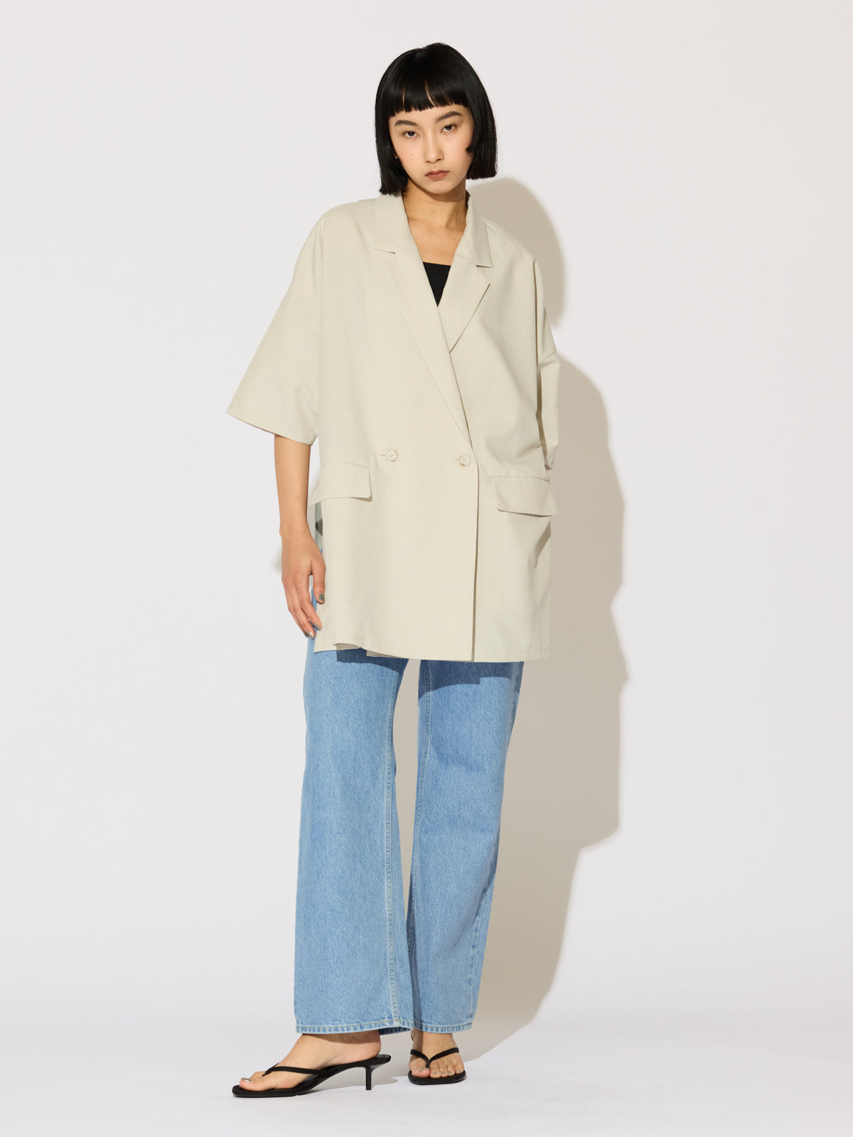 high waist straight denim