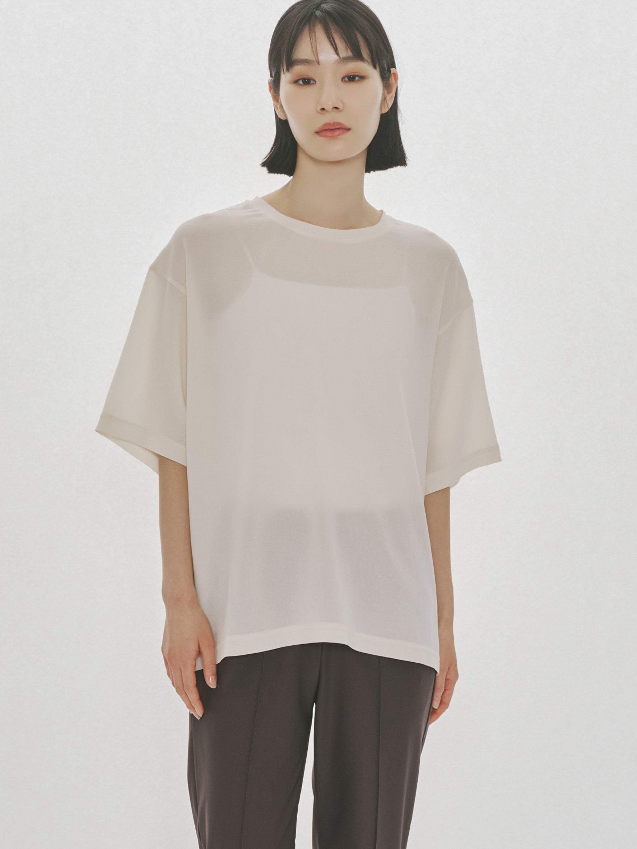 half sleeve sheer basic pullover
