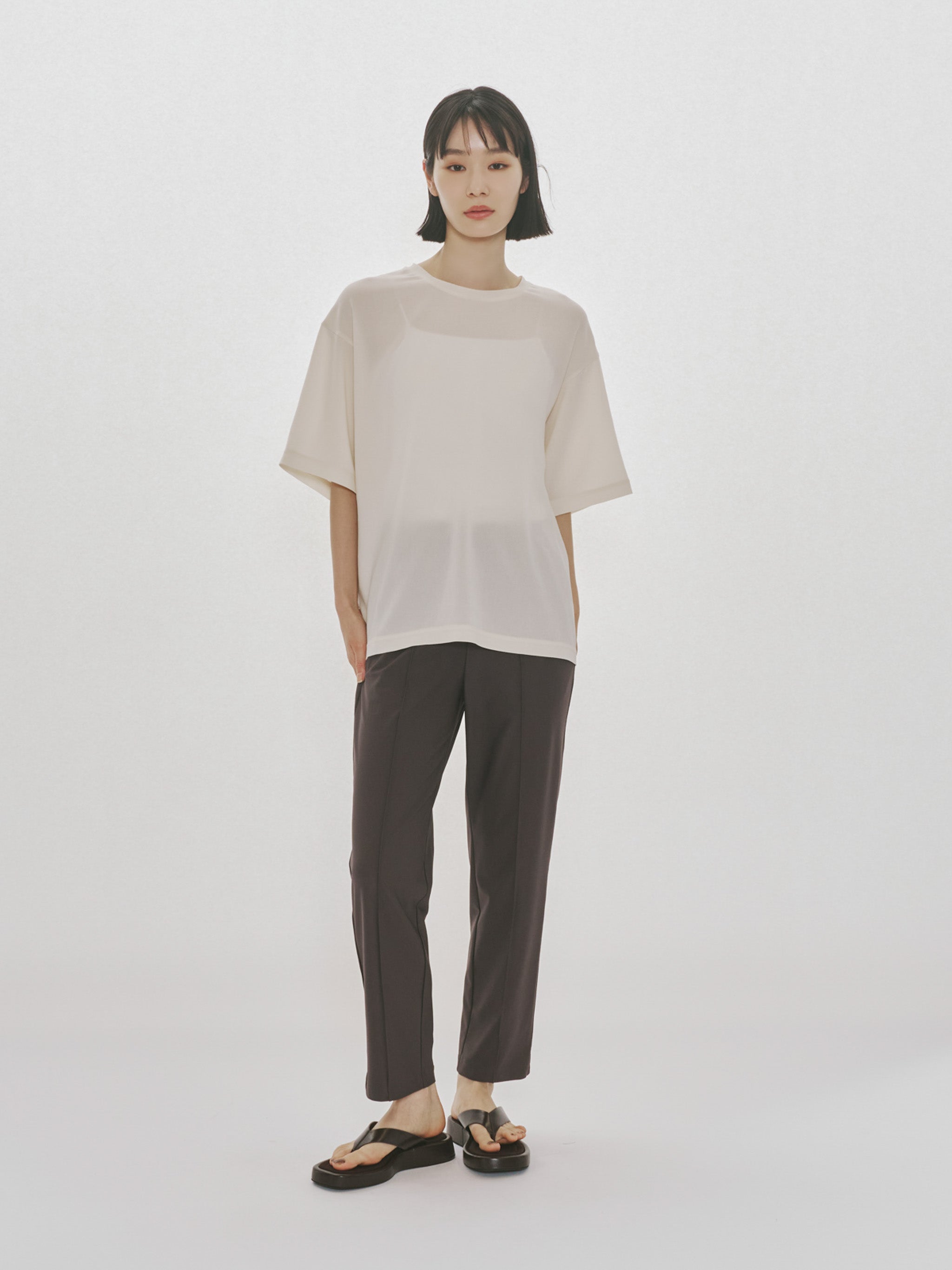 half sleeve sheer basic pullover