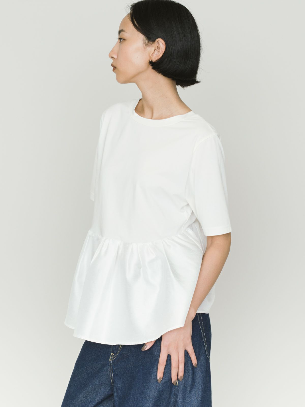 woven switching 2way peplum