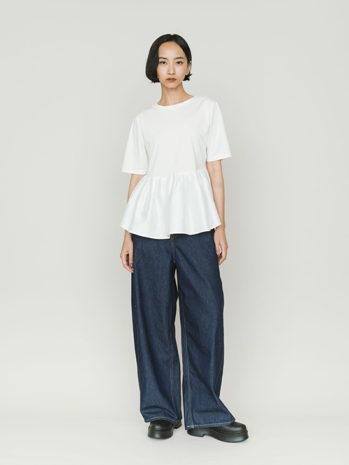 woven switching 2way peplum