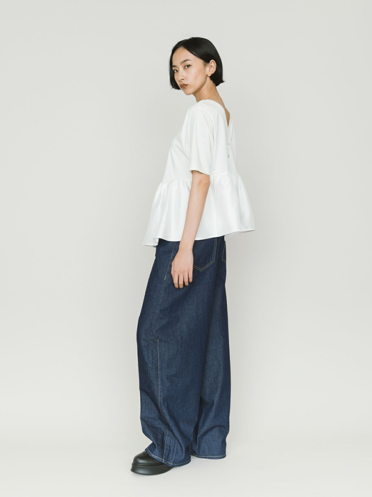 woven switching 2way peplum