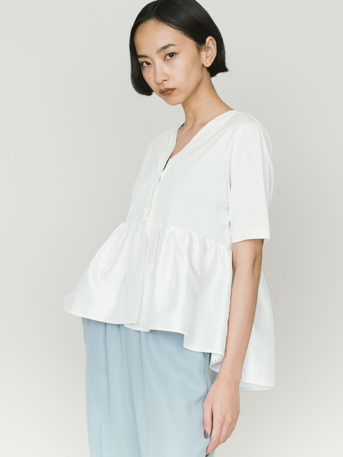 woven switching 2way peplum