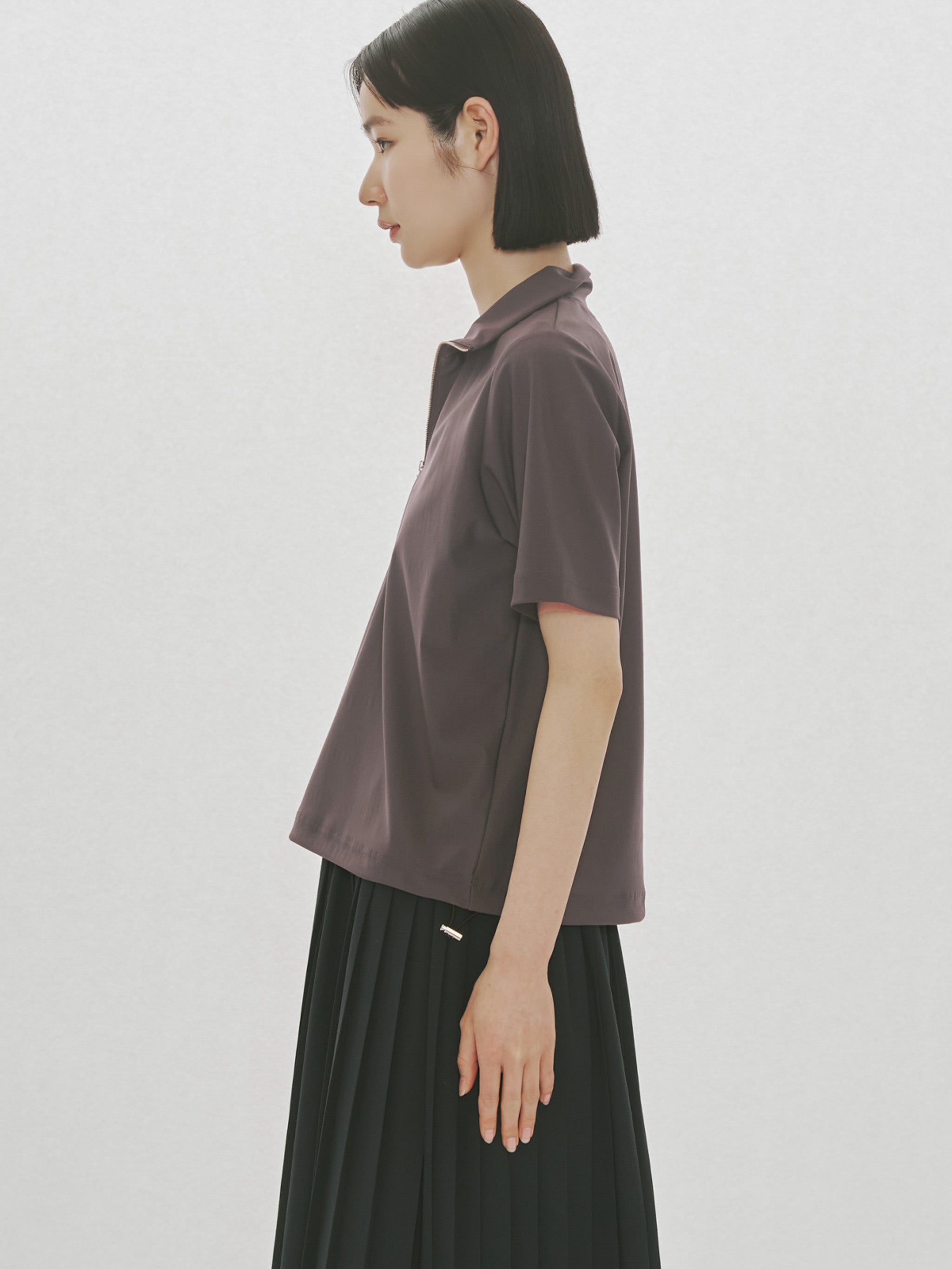essential zip neck top