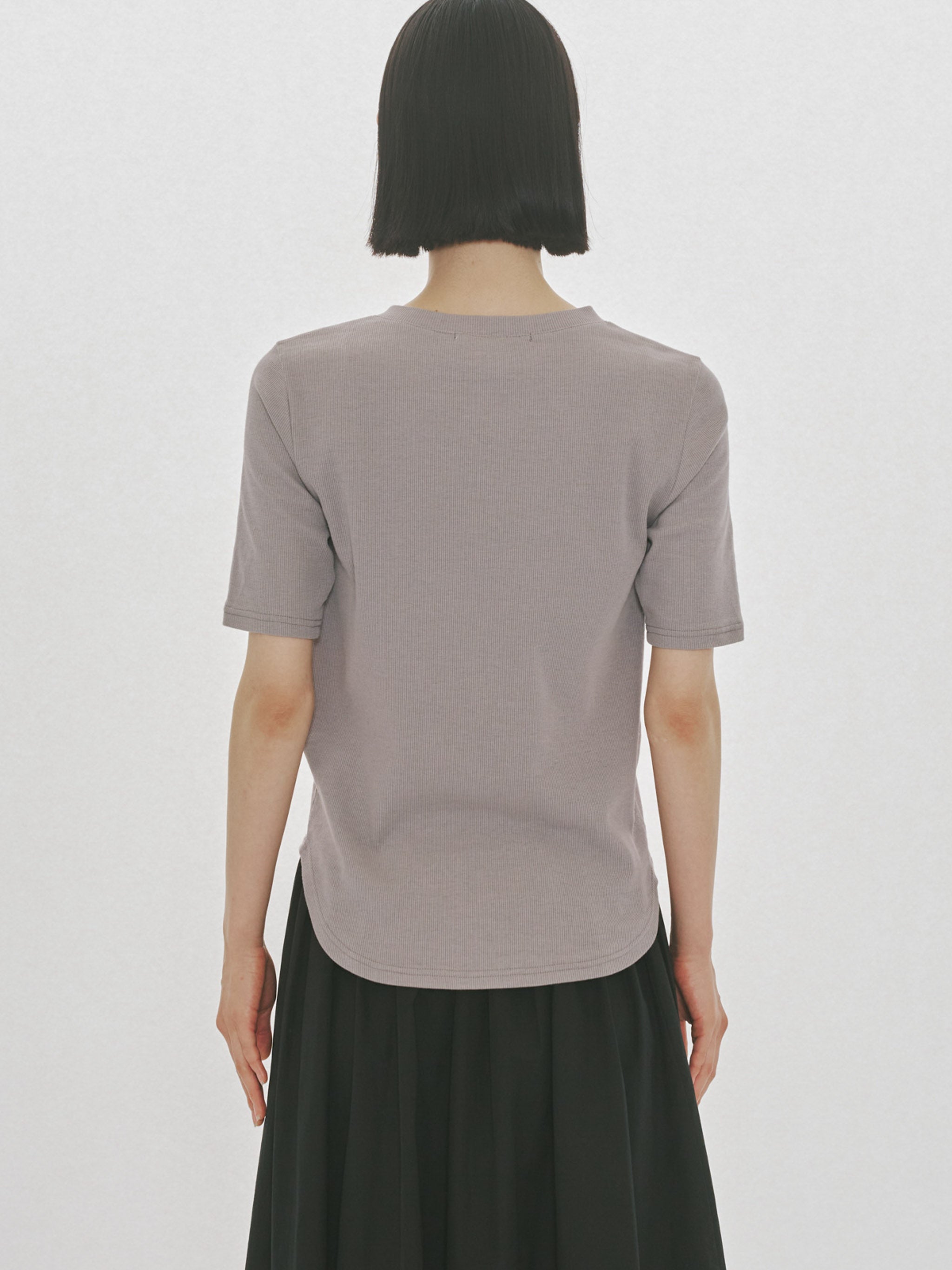 rib henley neck pullover