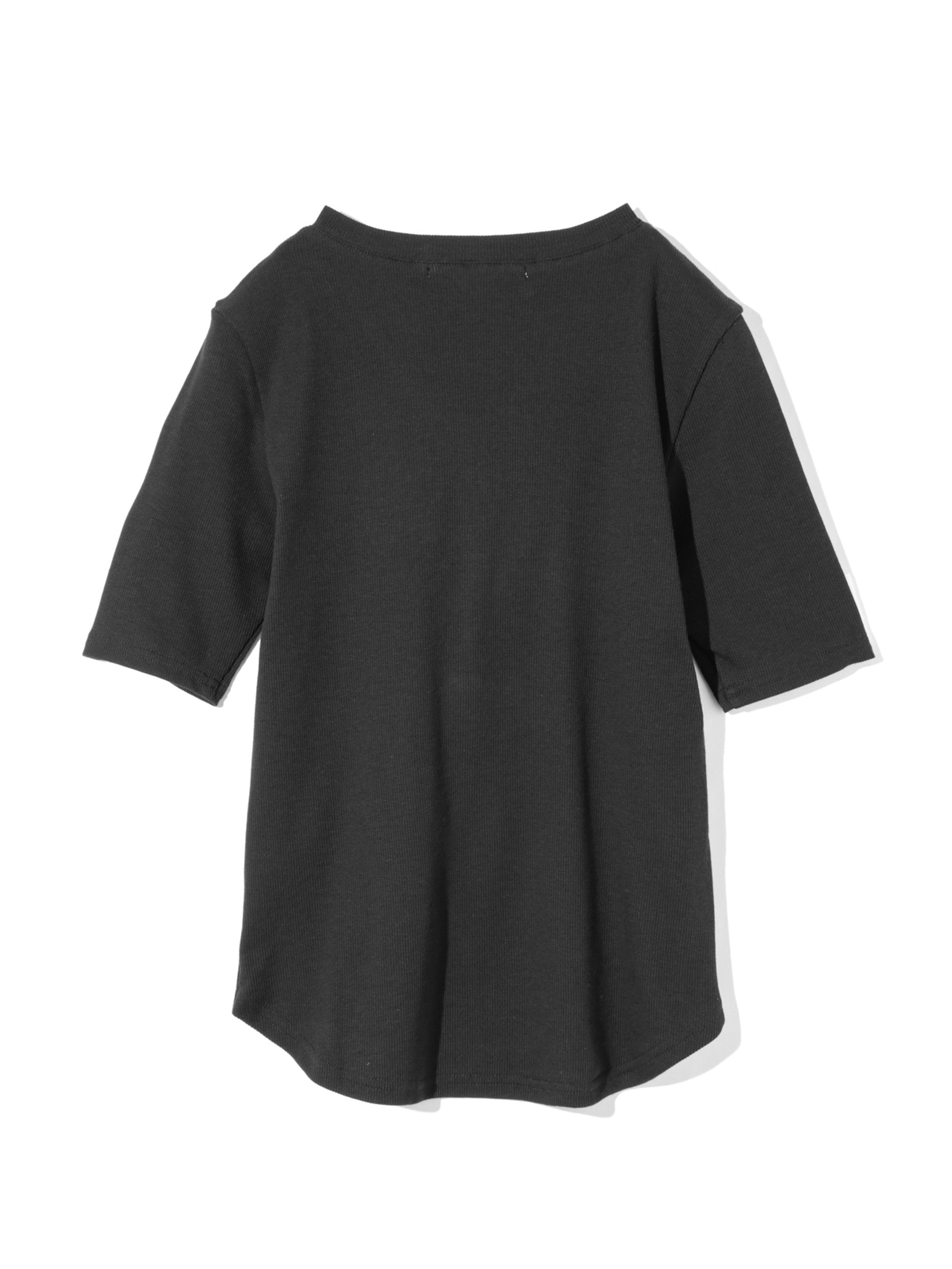 rib henley neck pullover