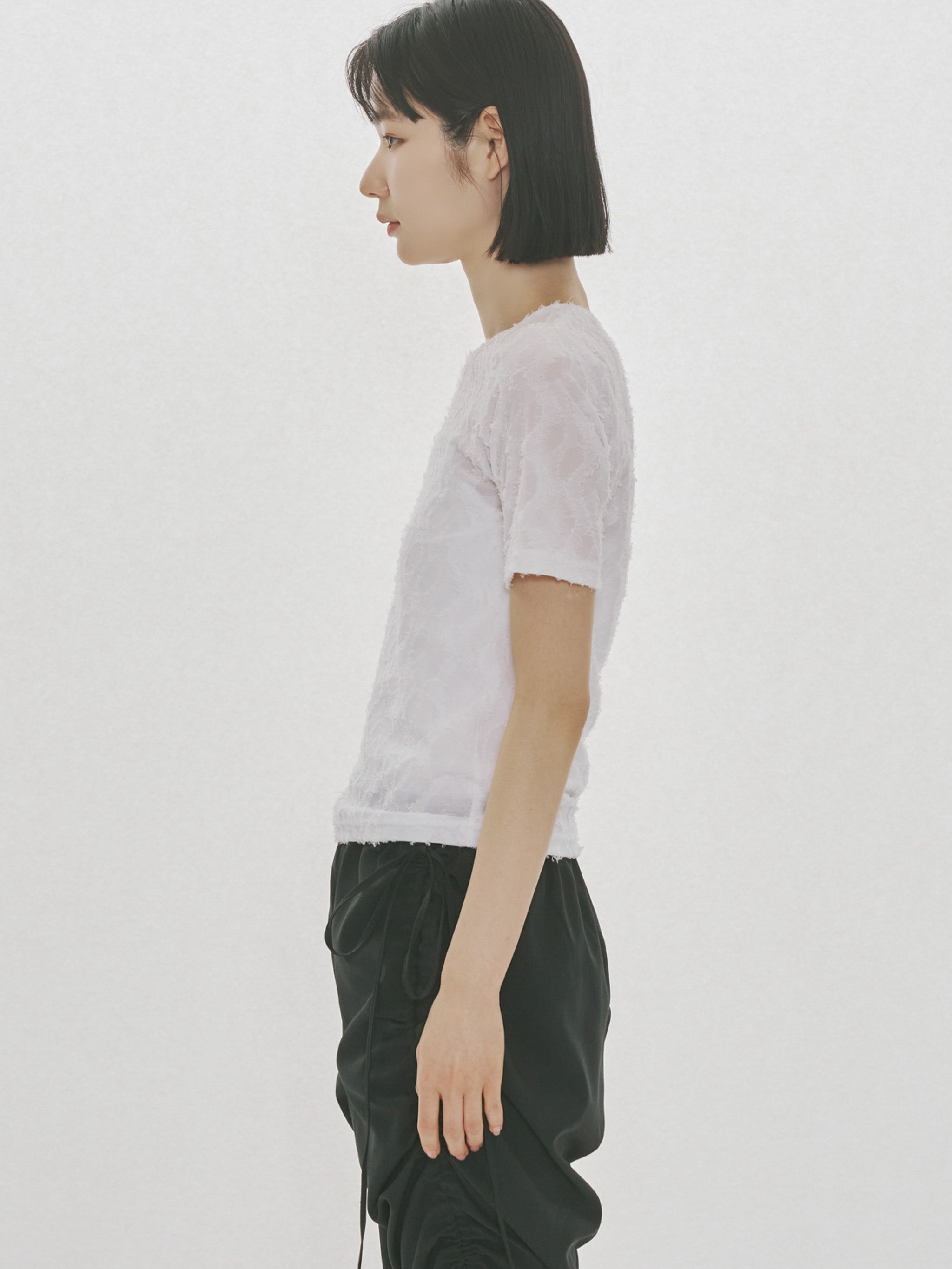 jacquard crew neck sheer inner